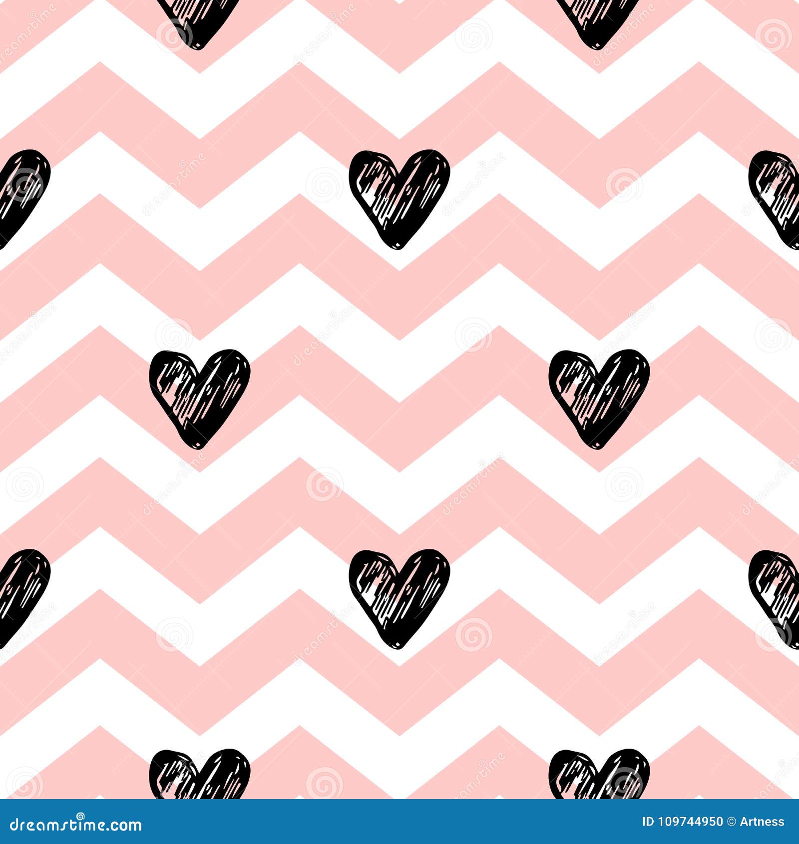 Pink Lines And Black Hearts Stock Vector Illustration Of