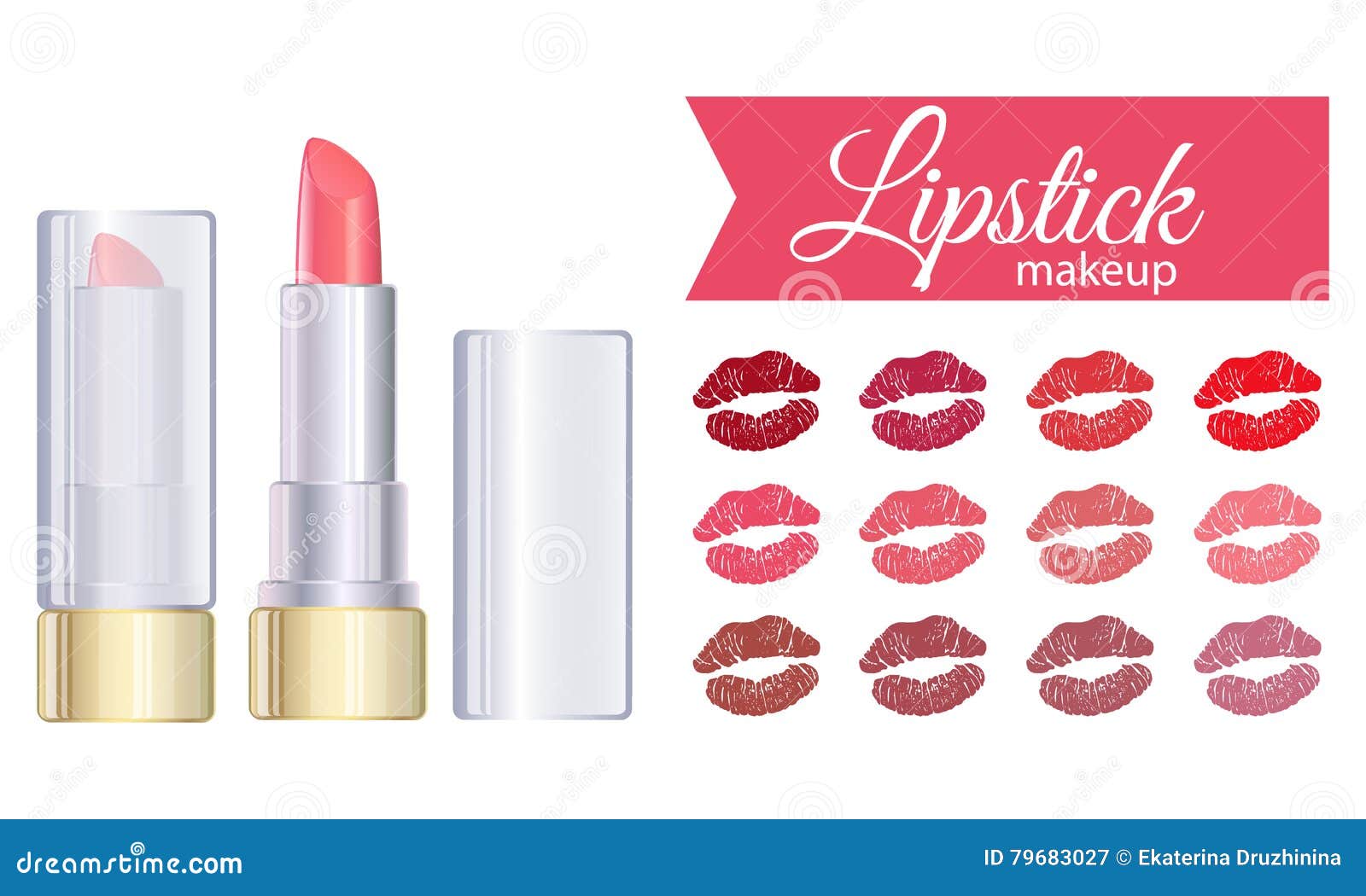 Pink lipstick kiss palette stock vector. Illustration of elegance