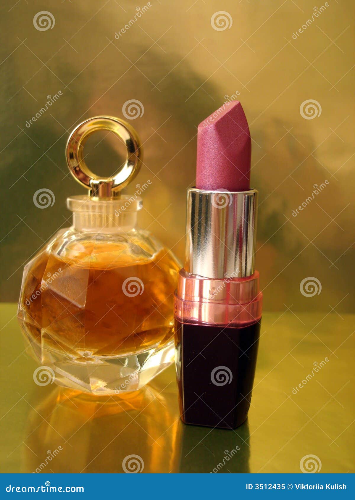 Pink lipstick and perfume stock image. Image of glass 3512435