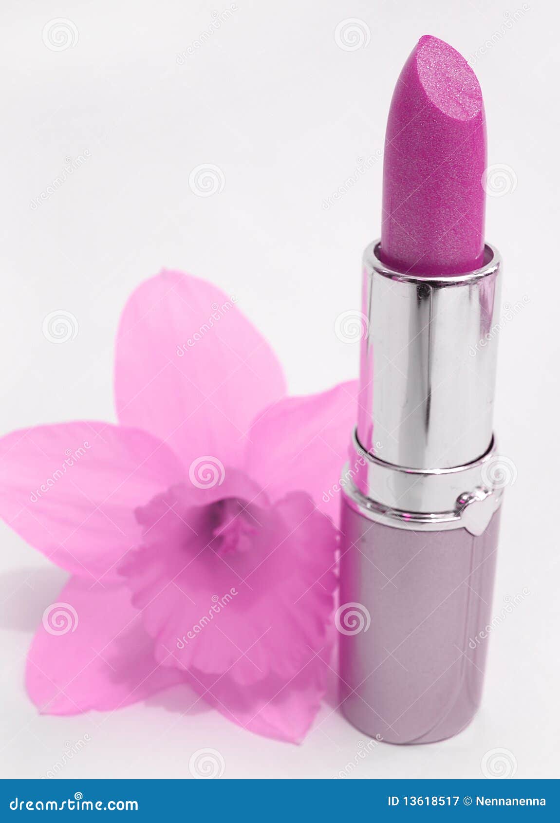 Pink Lipstick and Pink Flower Stock Image Image of color, groom 13618517