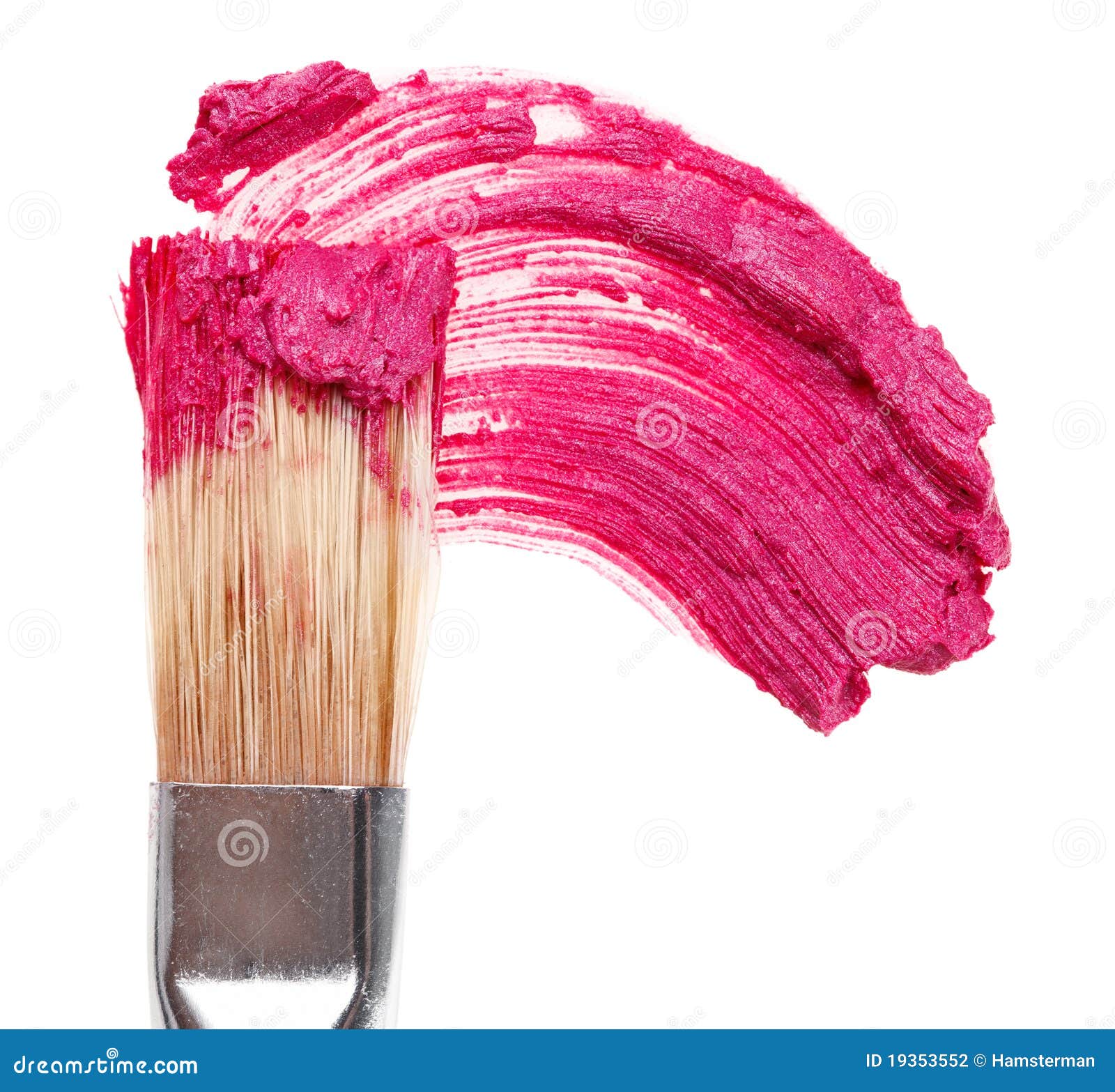 Pink Lipstick Stroke (sample) with Makeup Brush Stock Photo Image of