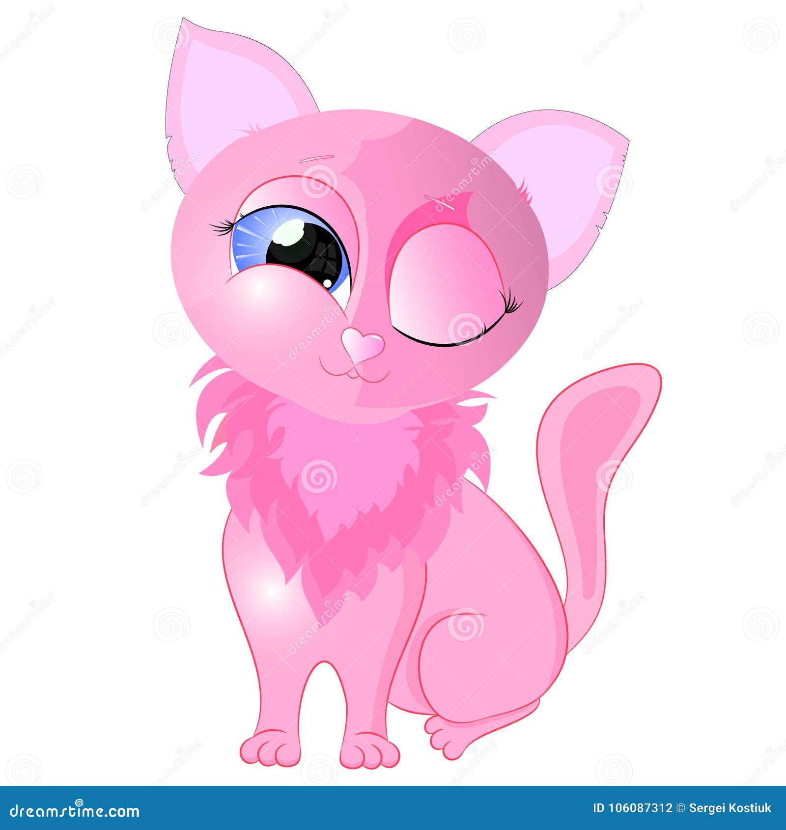 Pink little cat stock vector. Illustration of standing - 106087312