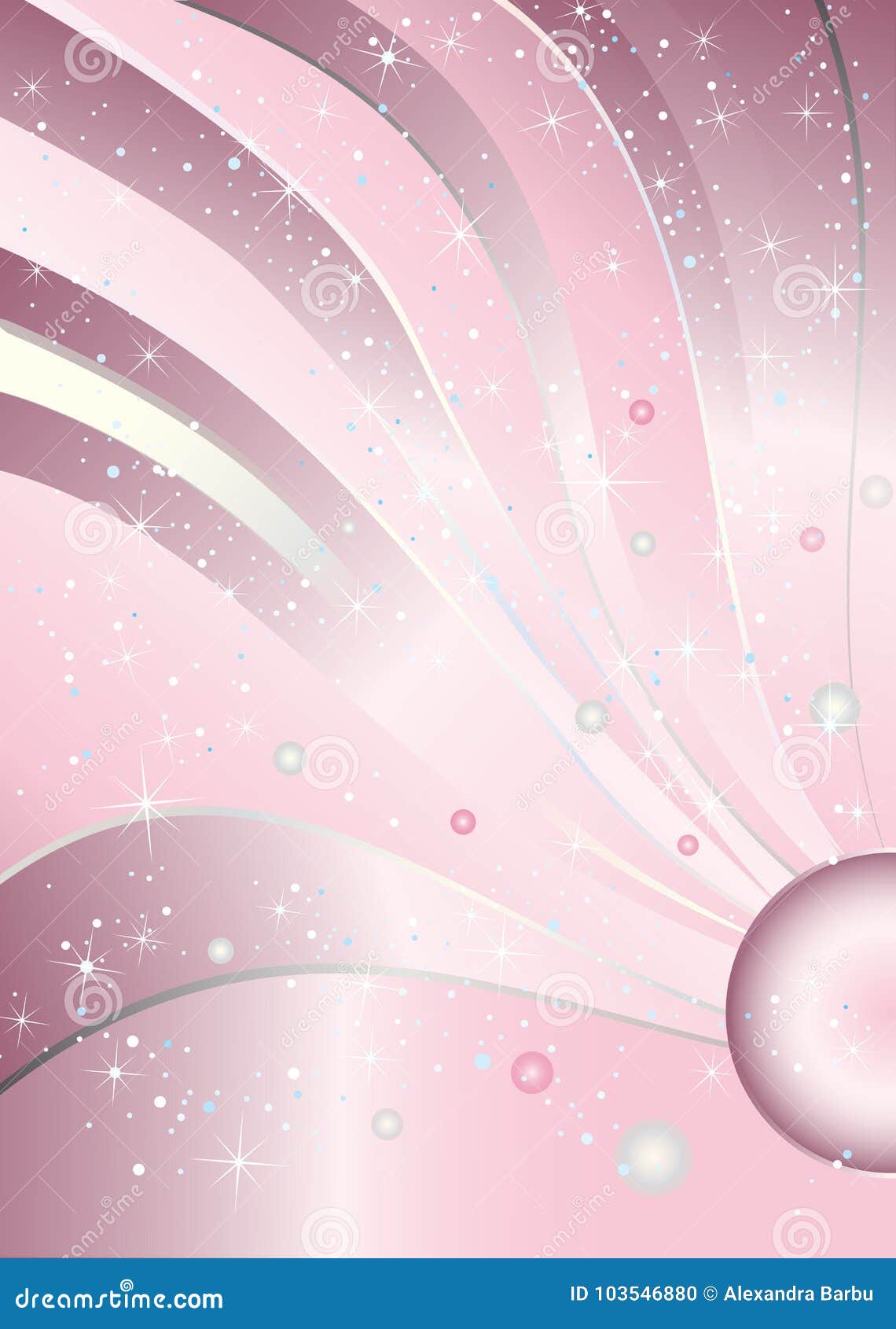 Pink Luxury Princess Baby Girl Birthday Background Stock Vector