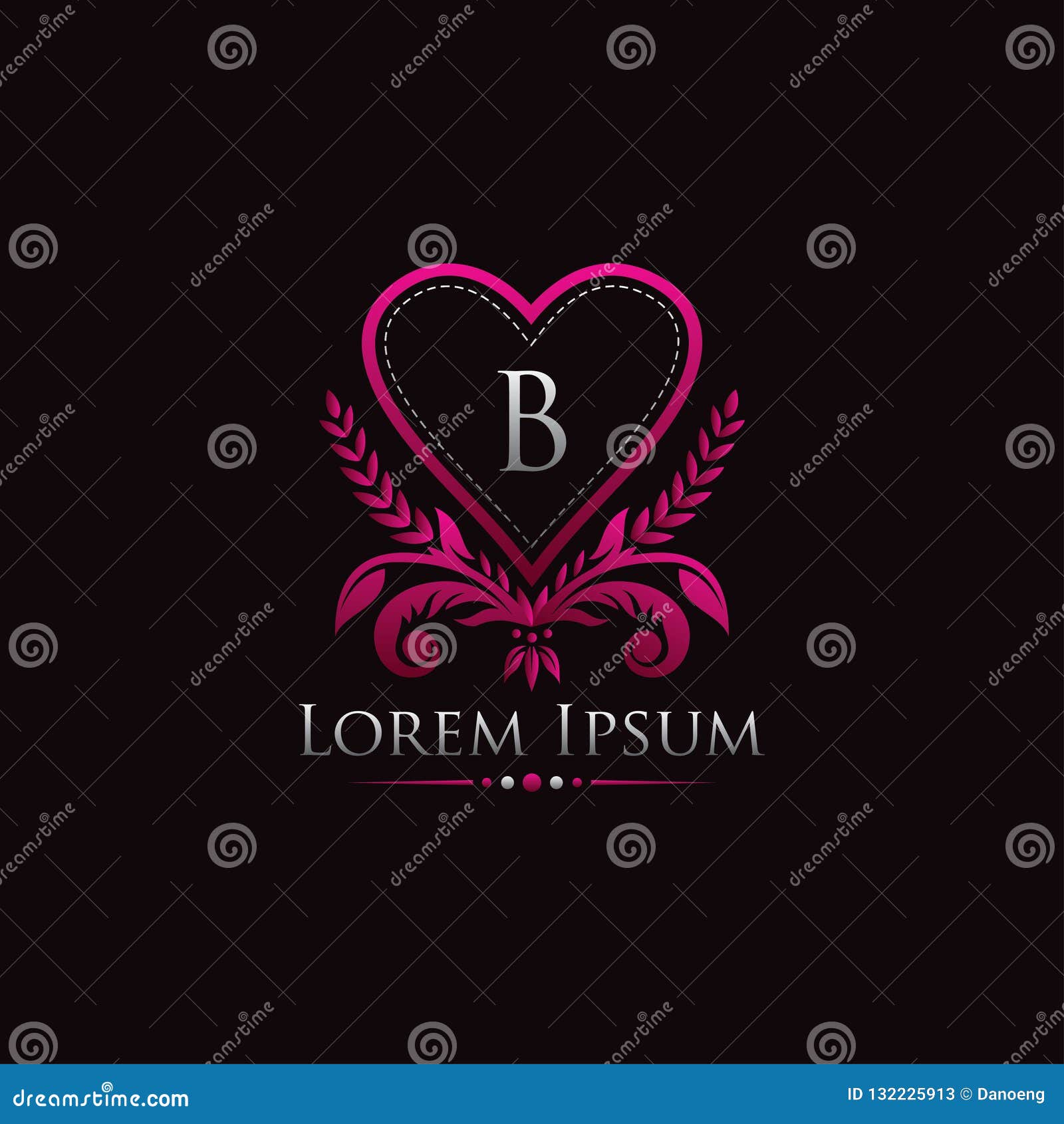 pink magenta love heart b letter logo stock illustration illustration of elegant identity 132225913