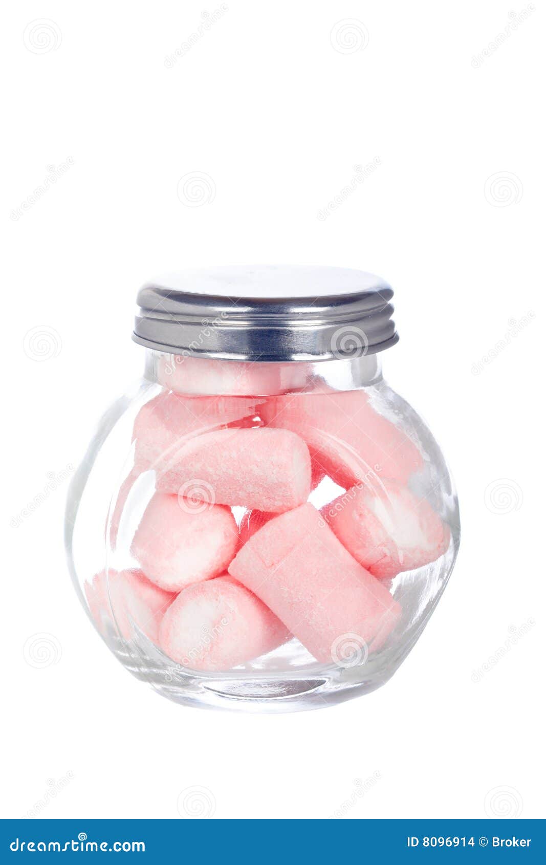 Pink Marshmallows in the Glass Jar Stock Photo Image of calorie