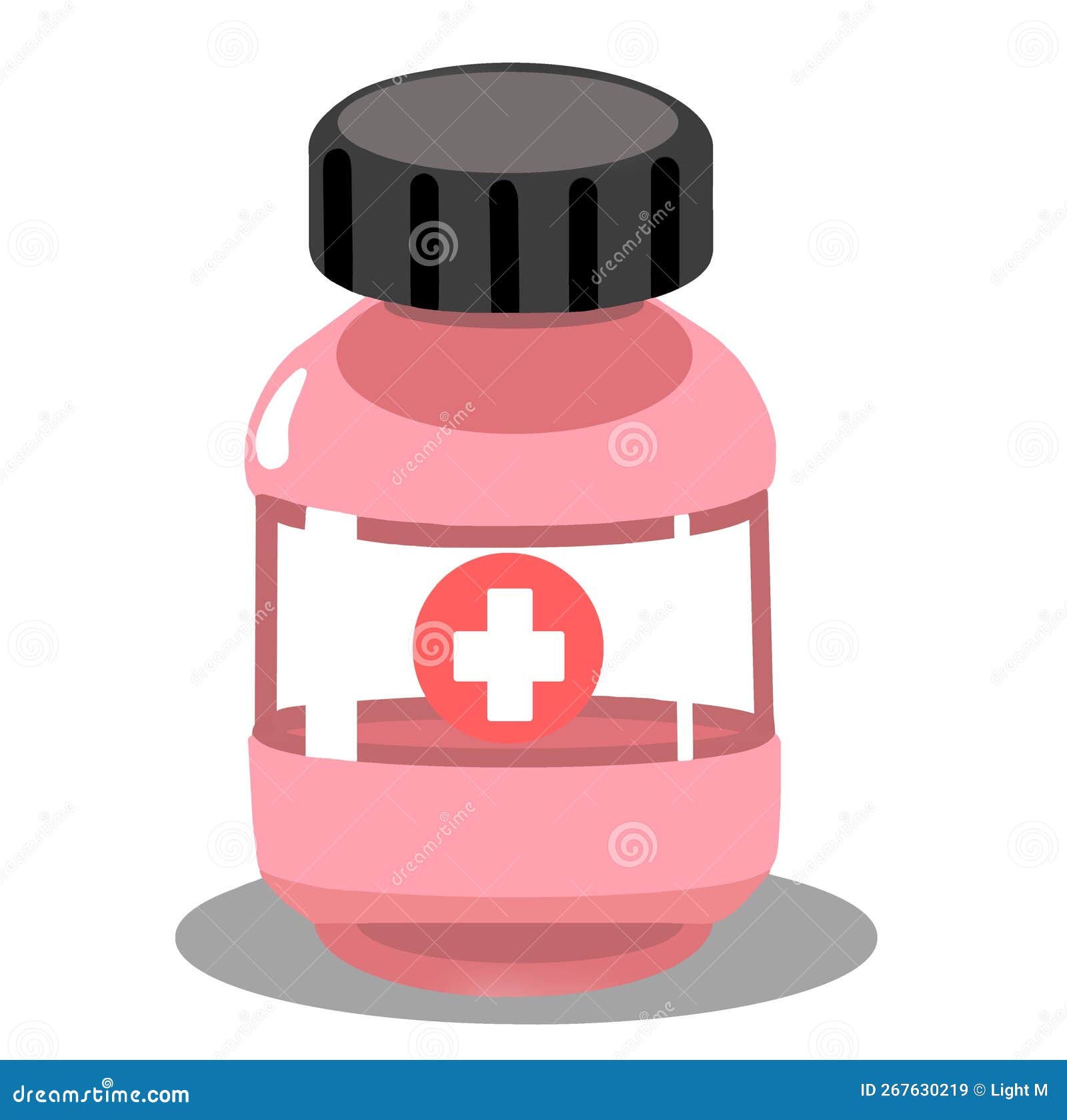 A Pink Medicine Bottle in a White Background Stock Illustration