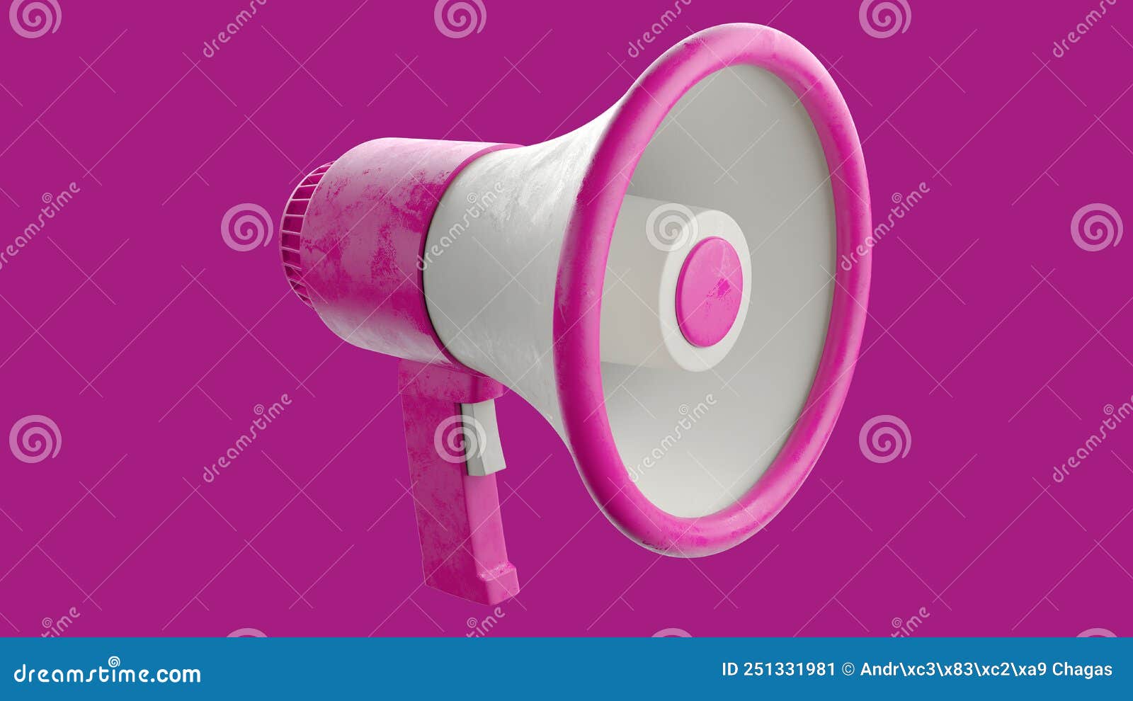 Pink Megaphone with Ultrarealistic Texture and Very High Resolution with Paths Selections