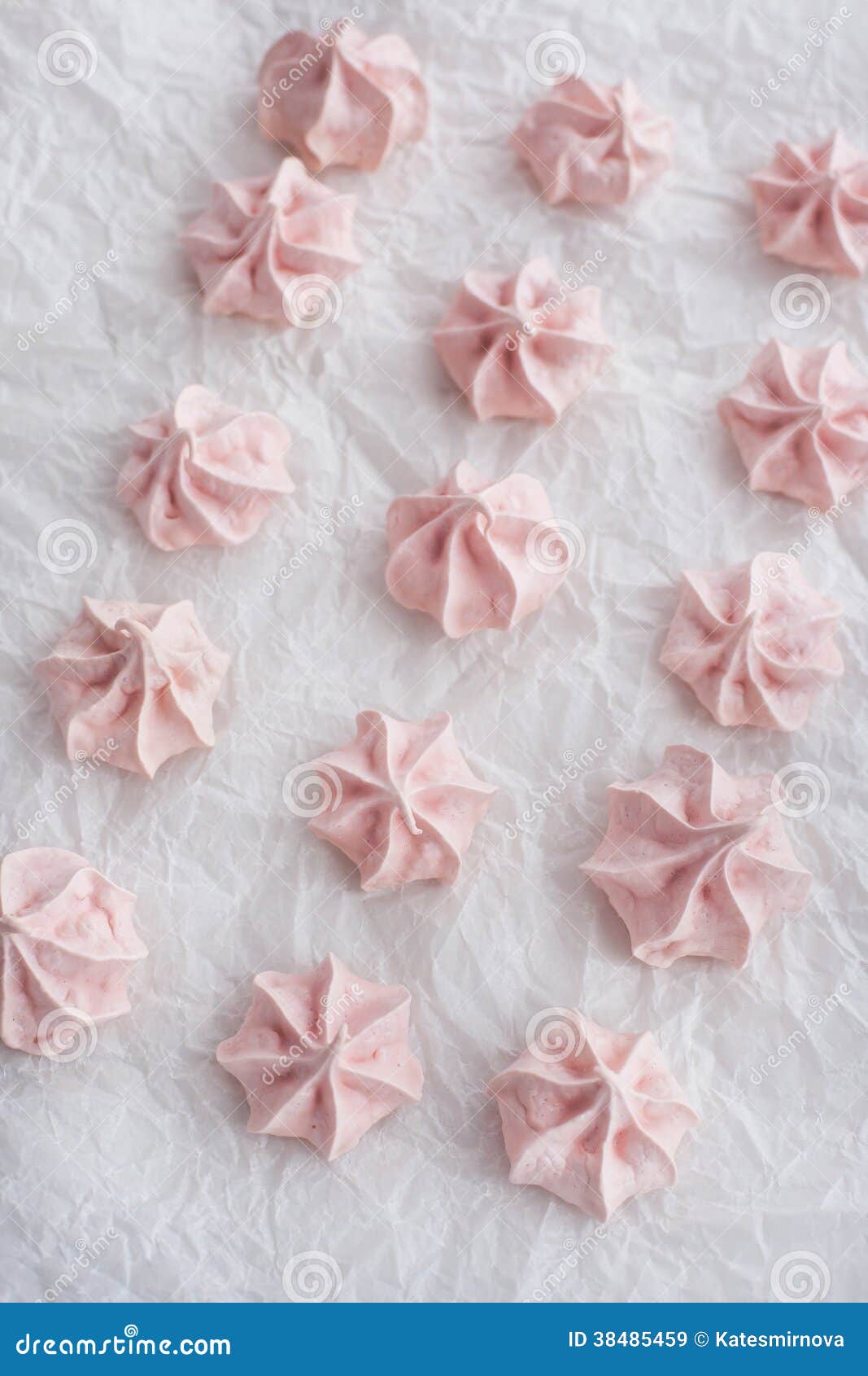Pink Meringues on Baking Paper Stock Image Image of party, cookie