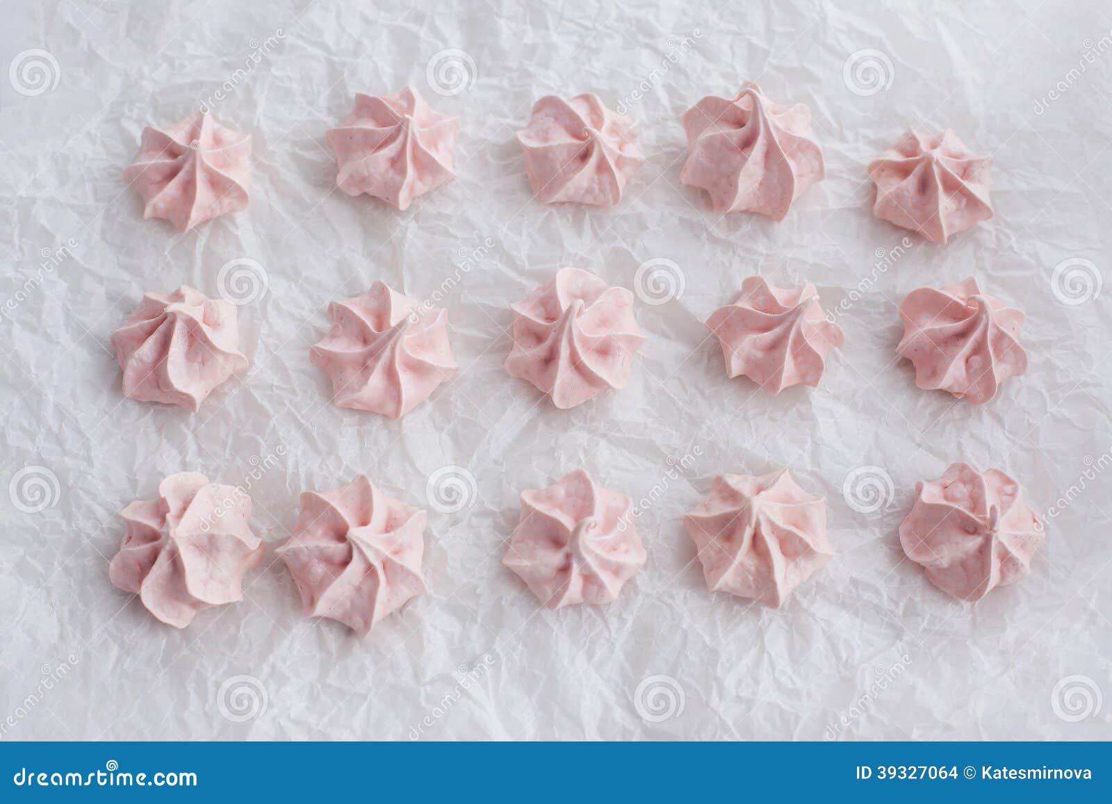 Pink Meringues on Baking Paper Stock Photo Image of dessert, paper