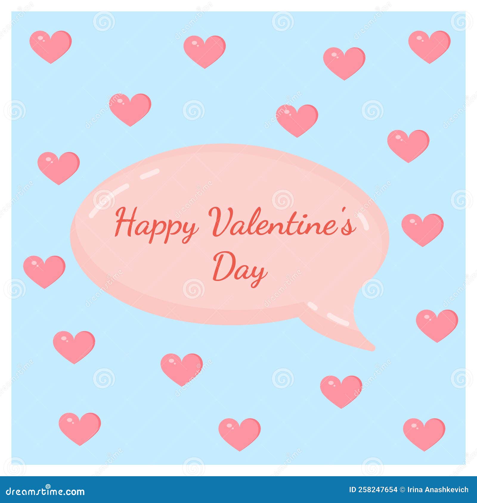 Pink Message Bubble with Text for Postcard, Textile, Decor, Poster