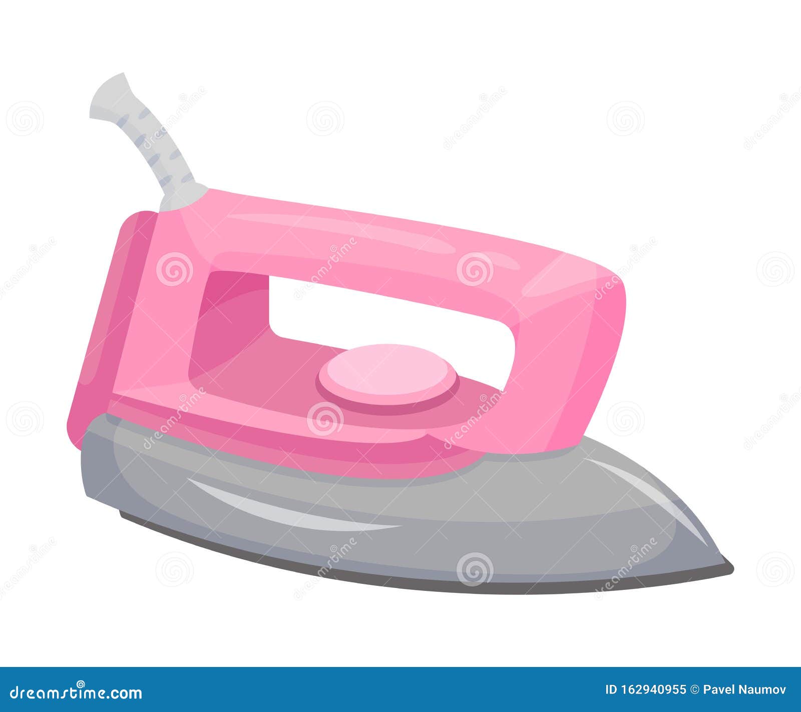 Pink Modern Iron. Vector Illustration on a White Background. Stock Vector -  Illustration of realistic, housewife: 162940955