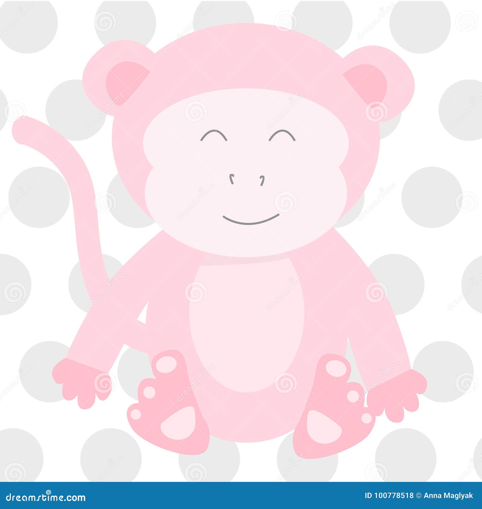 Pink Monkey Vector Illustration Stock Vector Illustration of heart