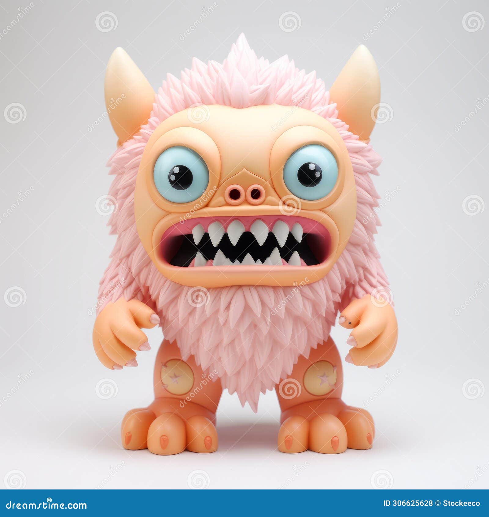 pink monster toy on gray background - detailed rendering by yanjun cheng