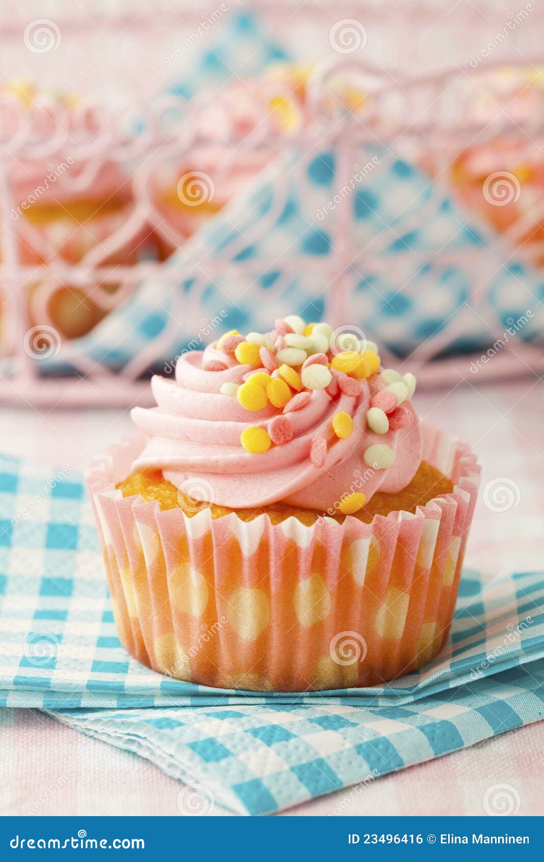 Pink muffin stock photo. Image of studio, frosting, baked - 23496416