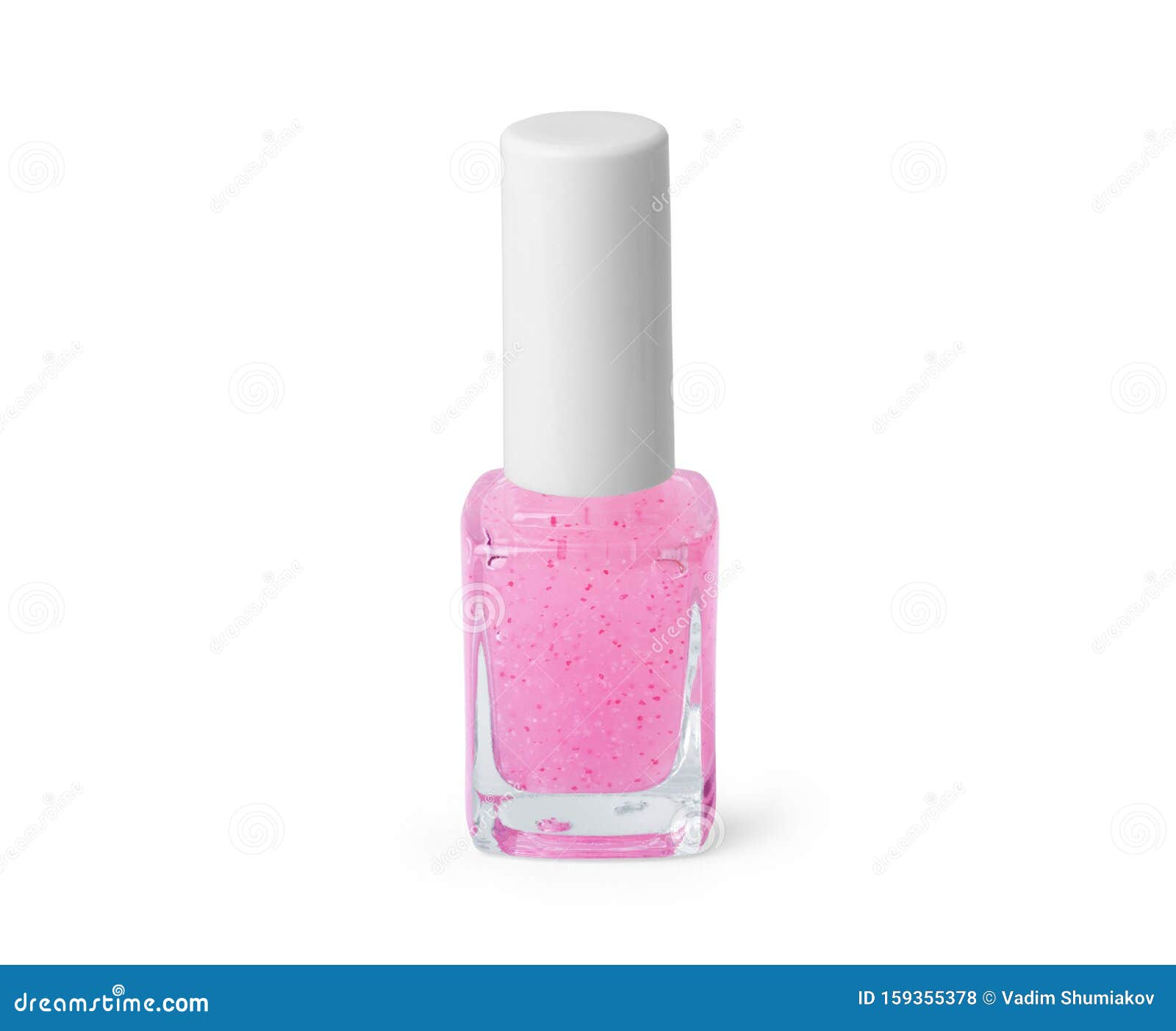 pink nail polish on white background