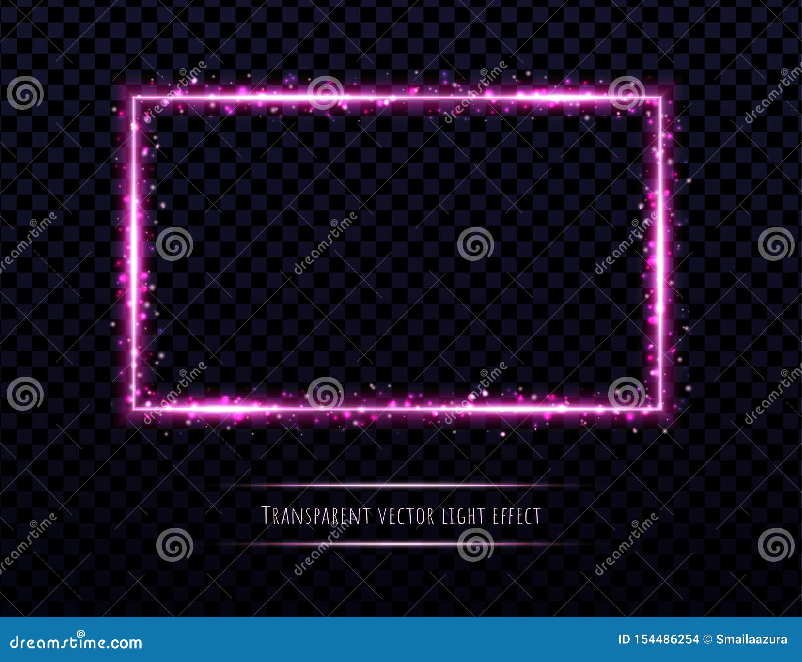 Pink Neon Frame with Light Effects Isolated on Transparent Background