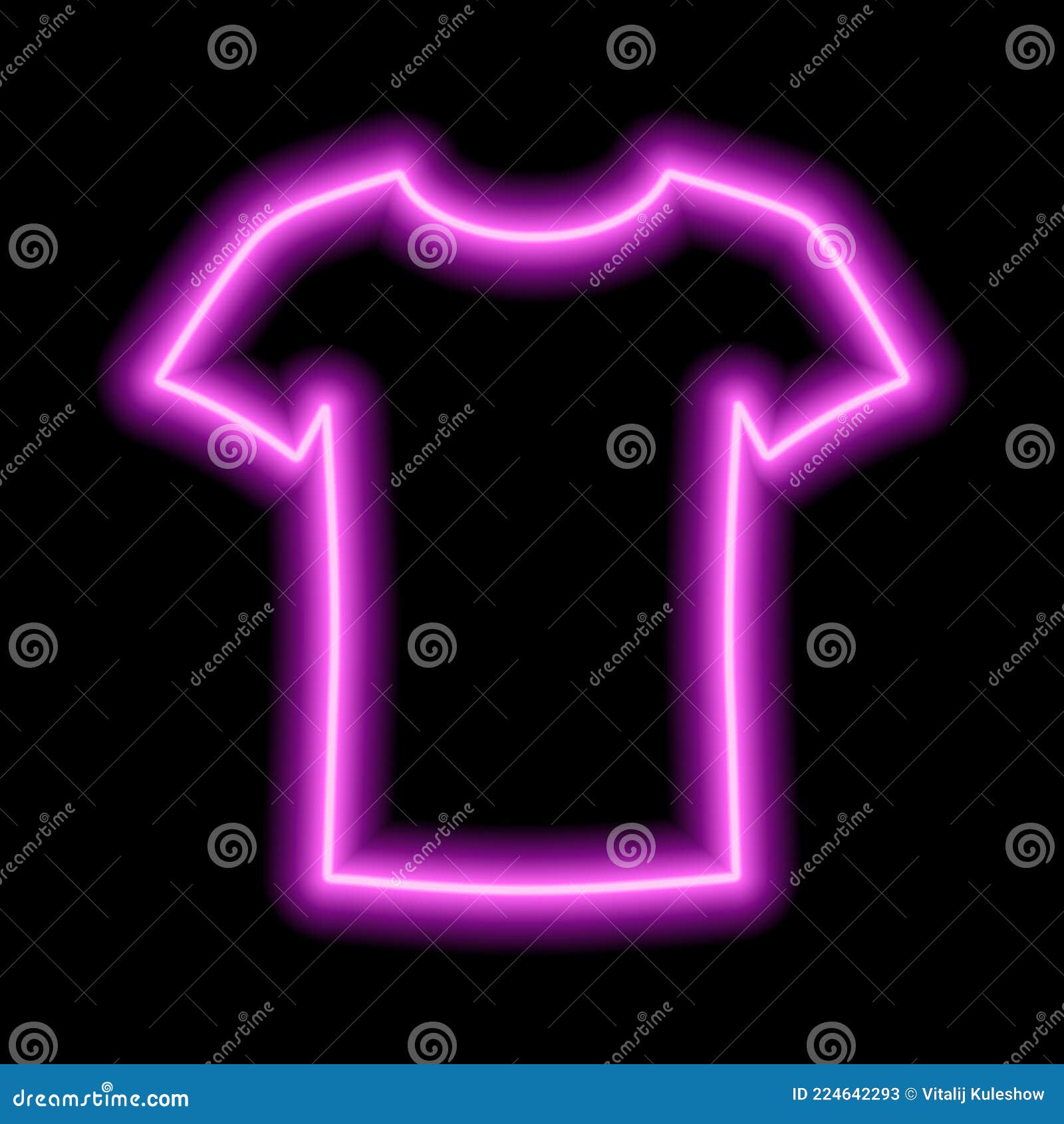 Pink Neon Outline of a Blank T-shirt on a Black Background Stock Vector ...