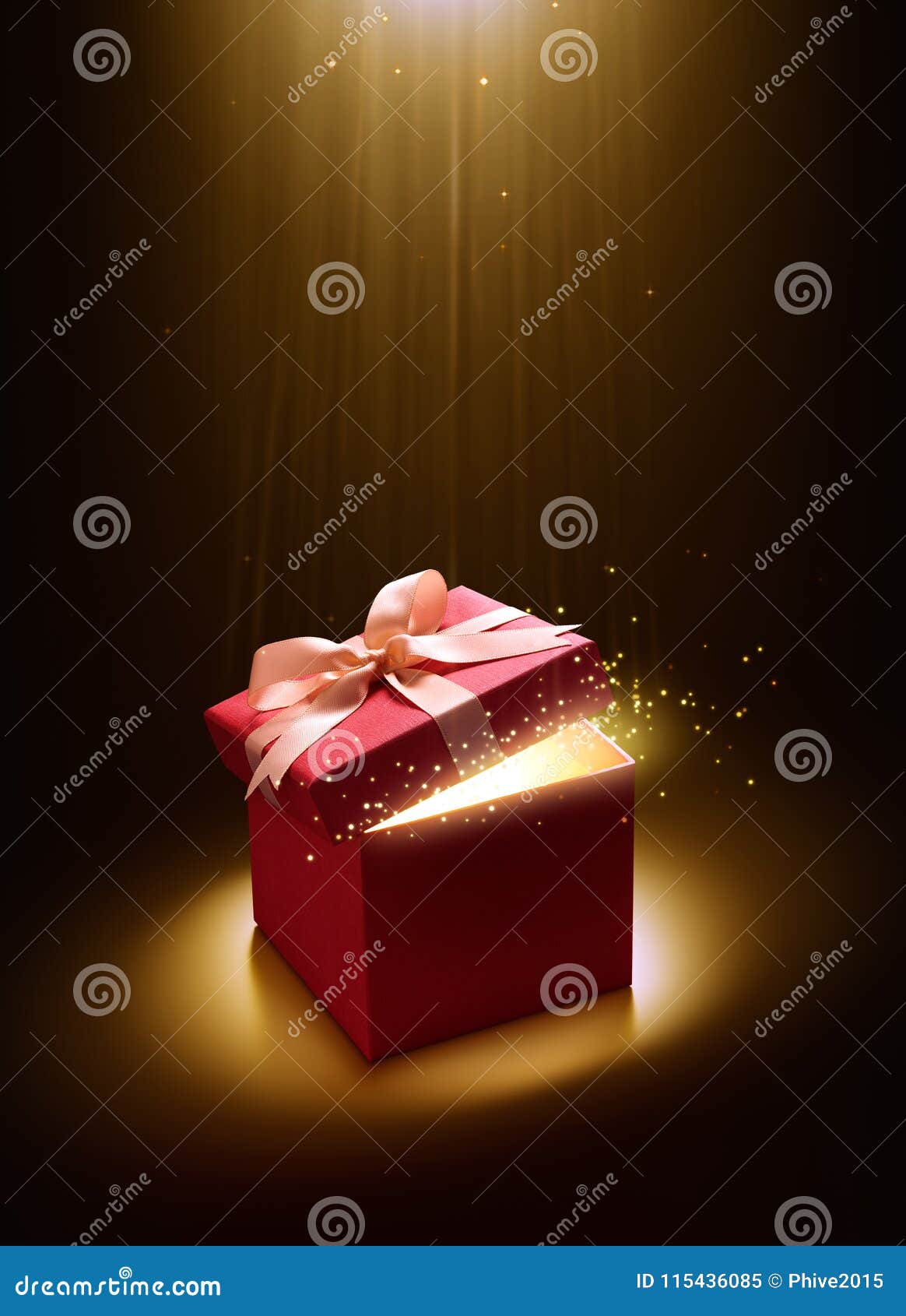 Pink Open Gift Box with Magical Light Stock Image Image of ribbon