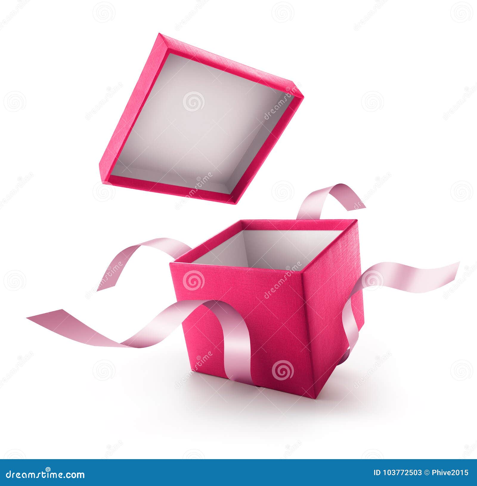 Pink Open Gift Box with Ribbon Stock Illustration Illustration of