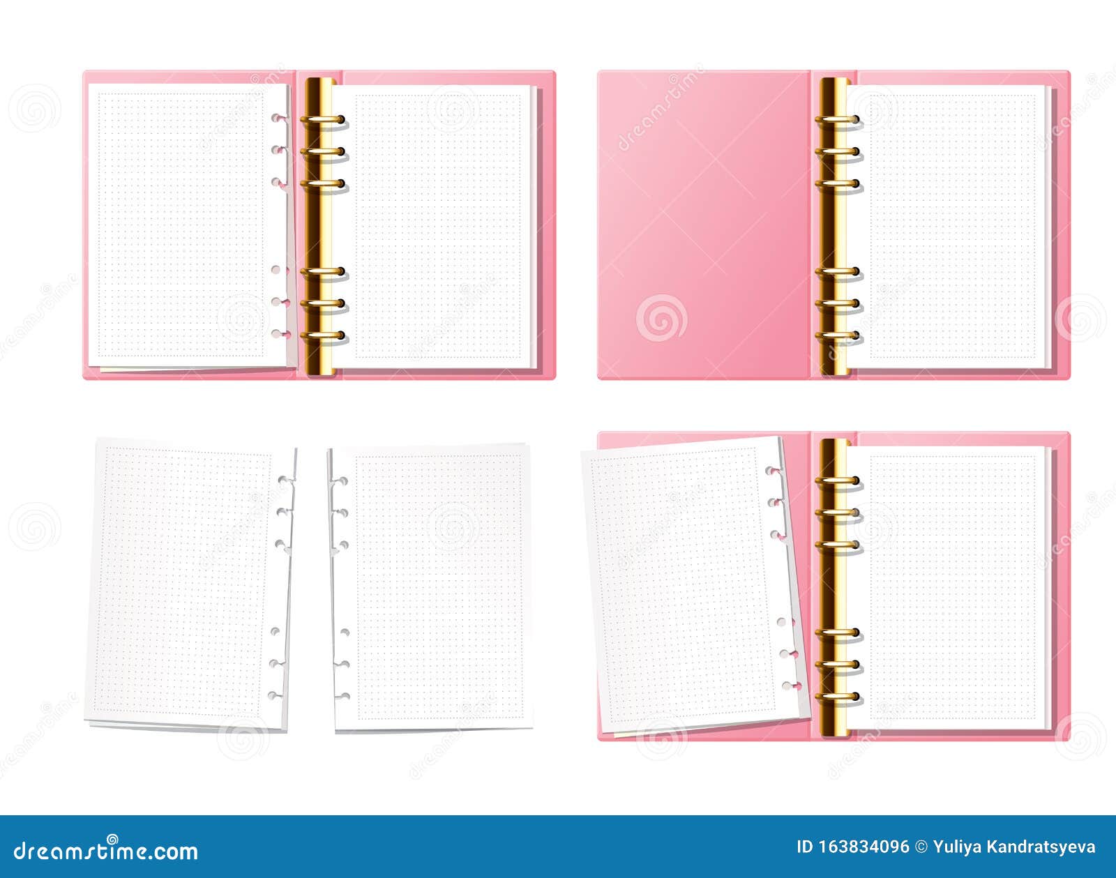 Pink Open Notebook Mock Up, Bullet Journal, Planner, Diary With Gold Pink Open Notebook Mock Up, Bullet Journal, Planner, Diary With Gold