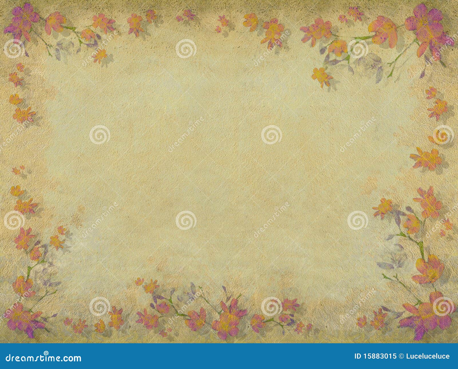 Pink and Orange Blossom Flower Border Background Stock Illustration