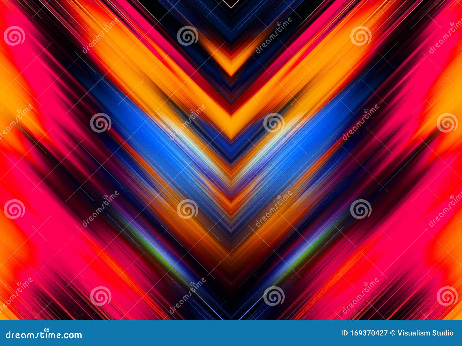 Pink and Orange and Blue Simple Tapered Down Parallel Lines Background and Pattern Abstract