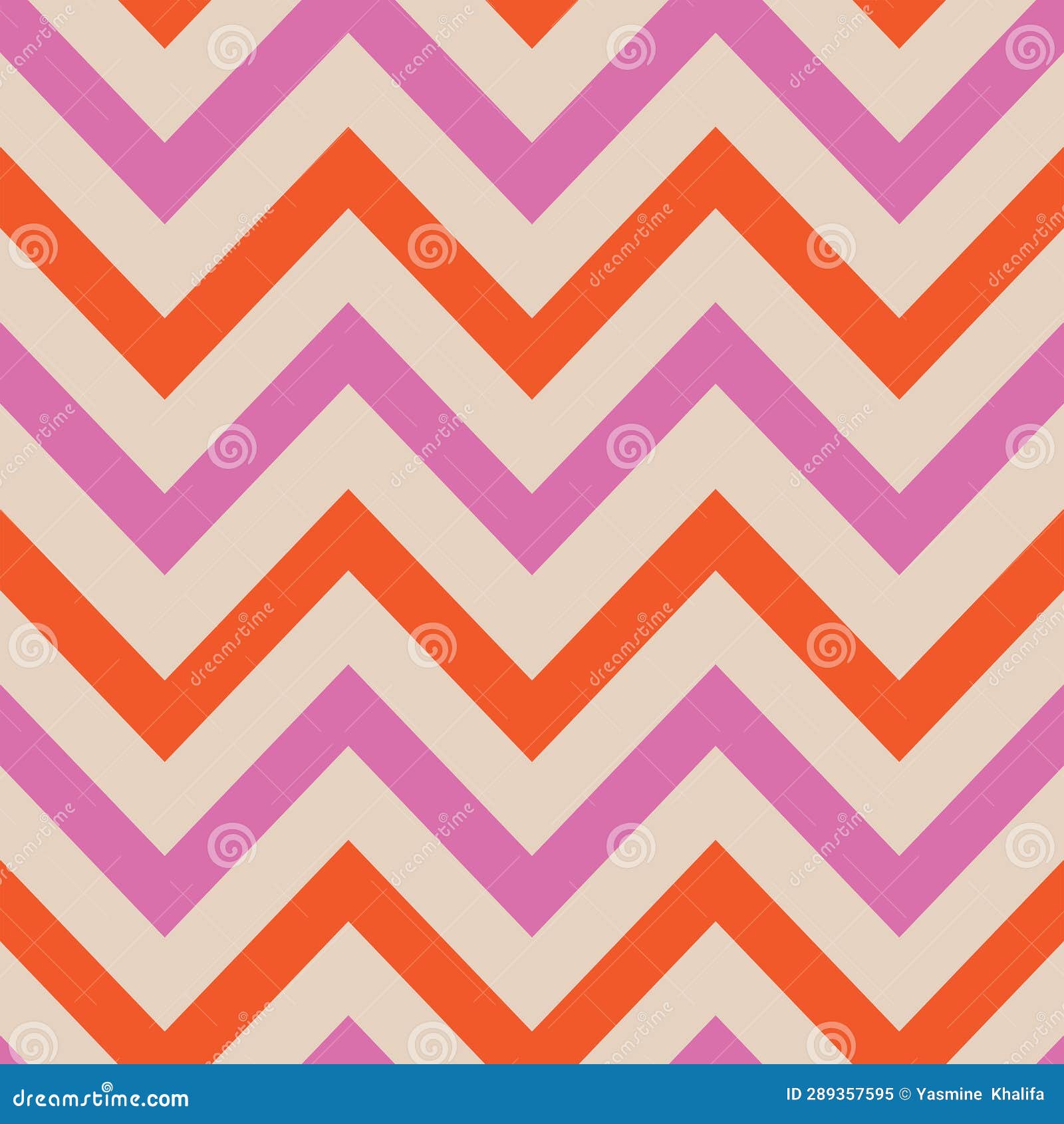 Pink and Orange Retro Chevron Herringbone Seamless Pattern on White Background Stock