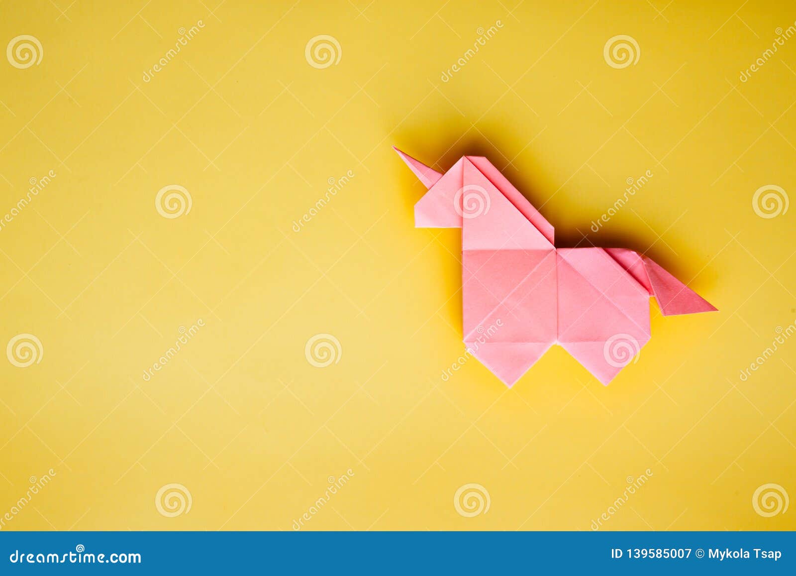 Pink Origami Unicorn on Yellow Background Stock Image - Image of animal ...