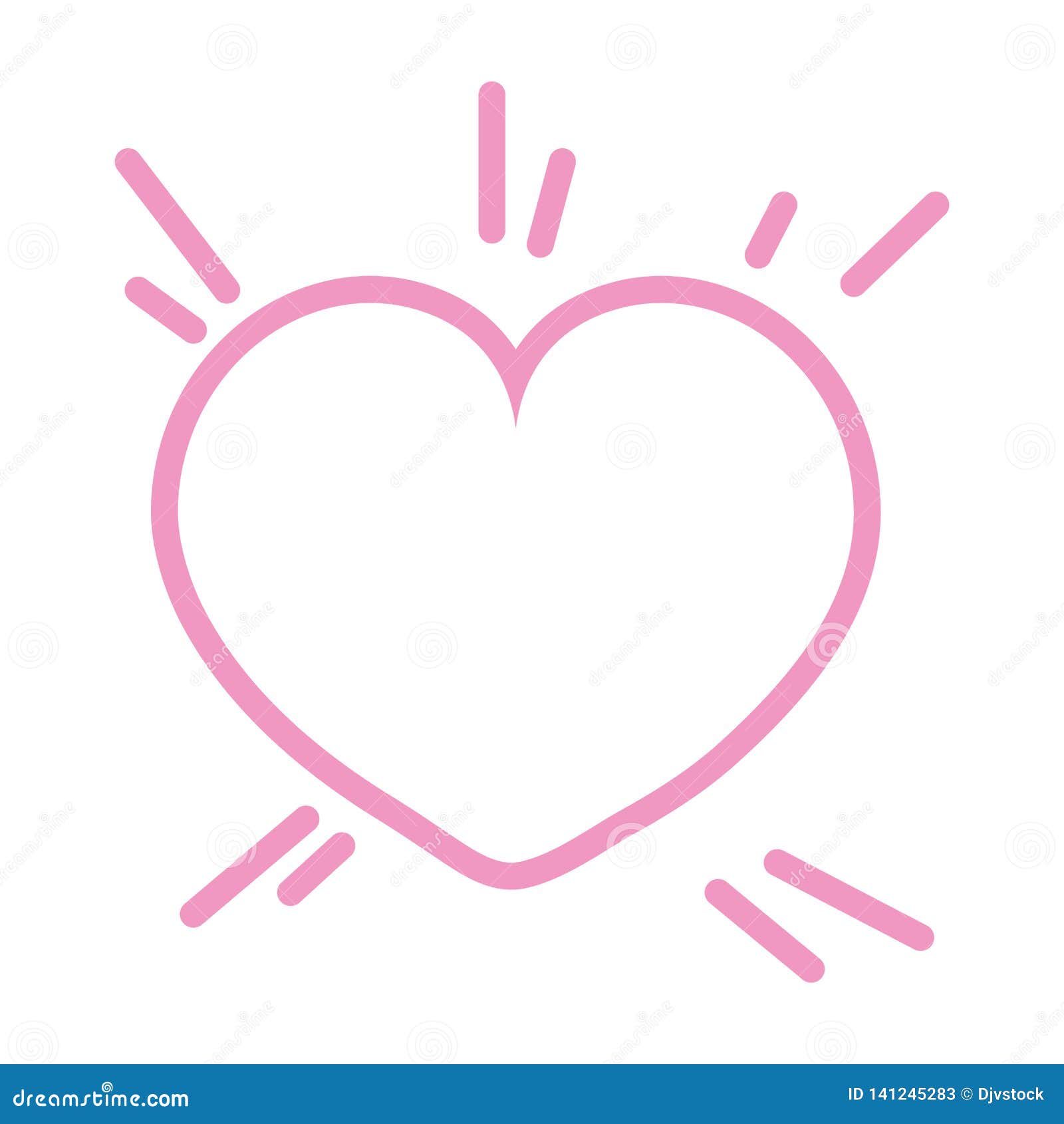 Pink outline heart love stock vector. Illustration of sign 141245283