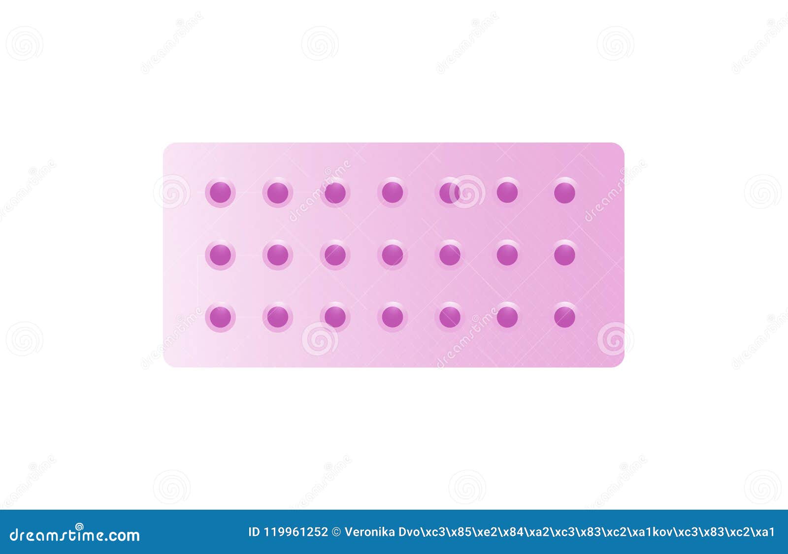 Pink Packaging of Birth Control Hormonal Pills. Stock Vector