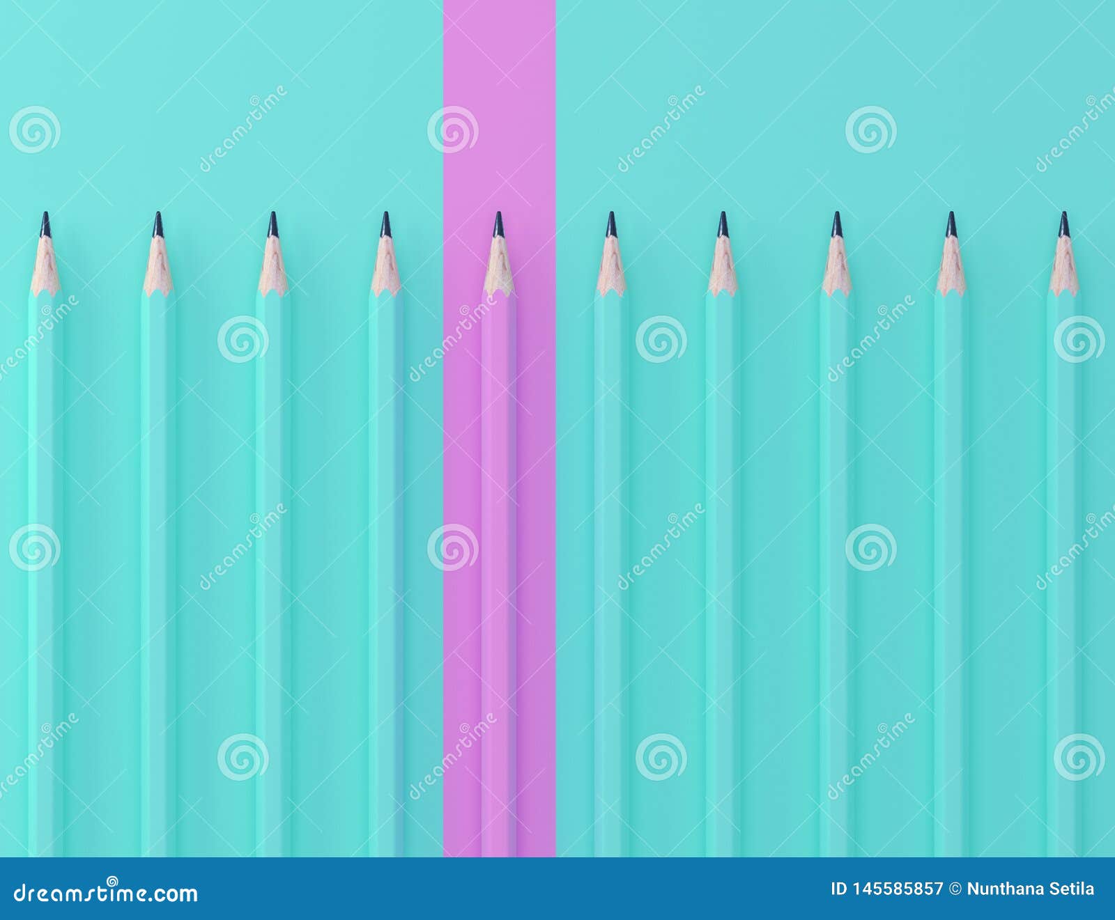 Pink Pencil and Blue Pencil on Blue Pastel Background. Minimal Creative ...