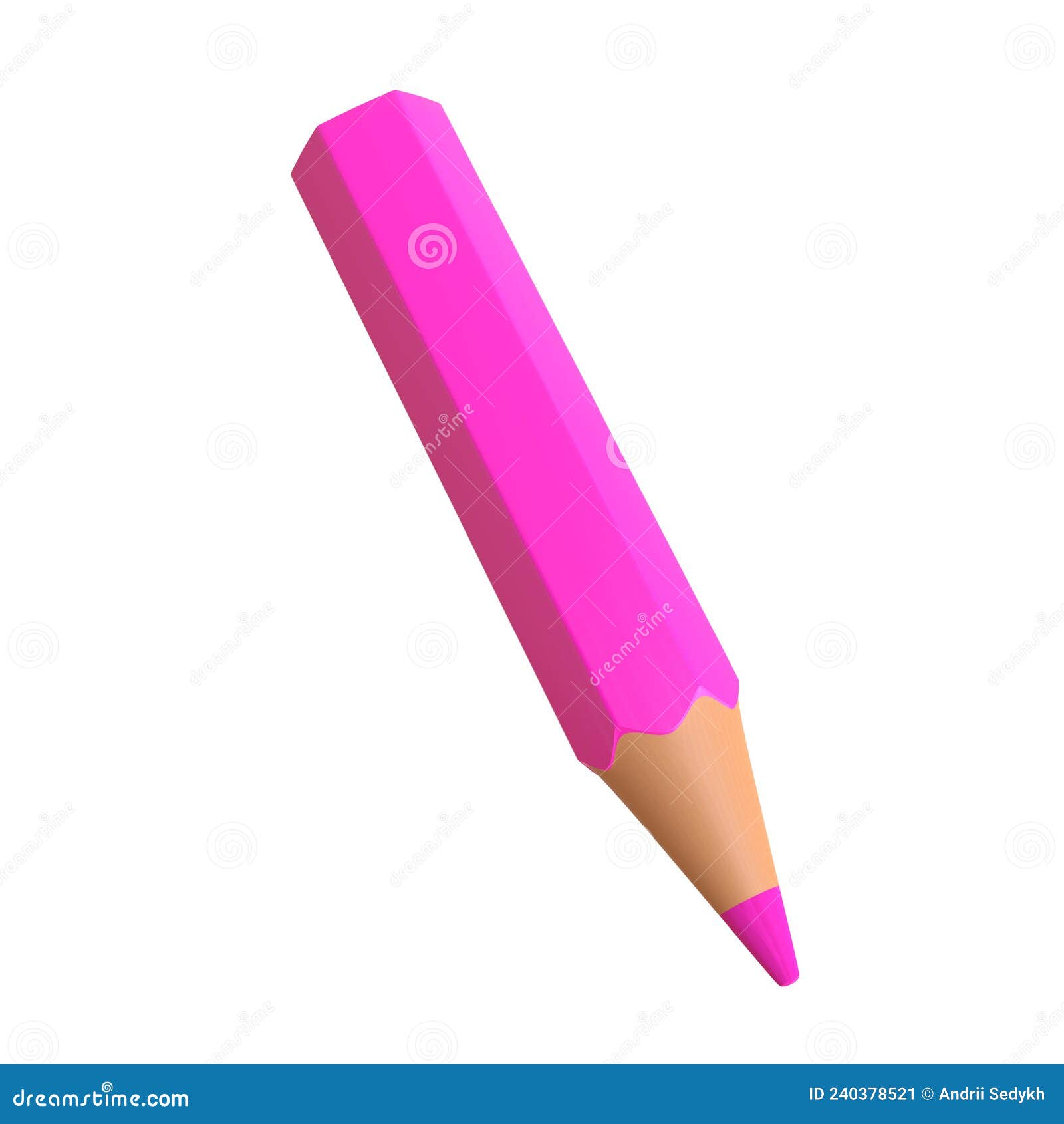 Pink Pencil Isolated on White Background Stock Illustration