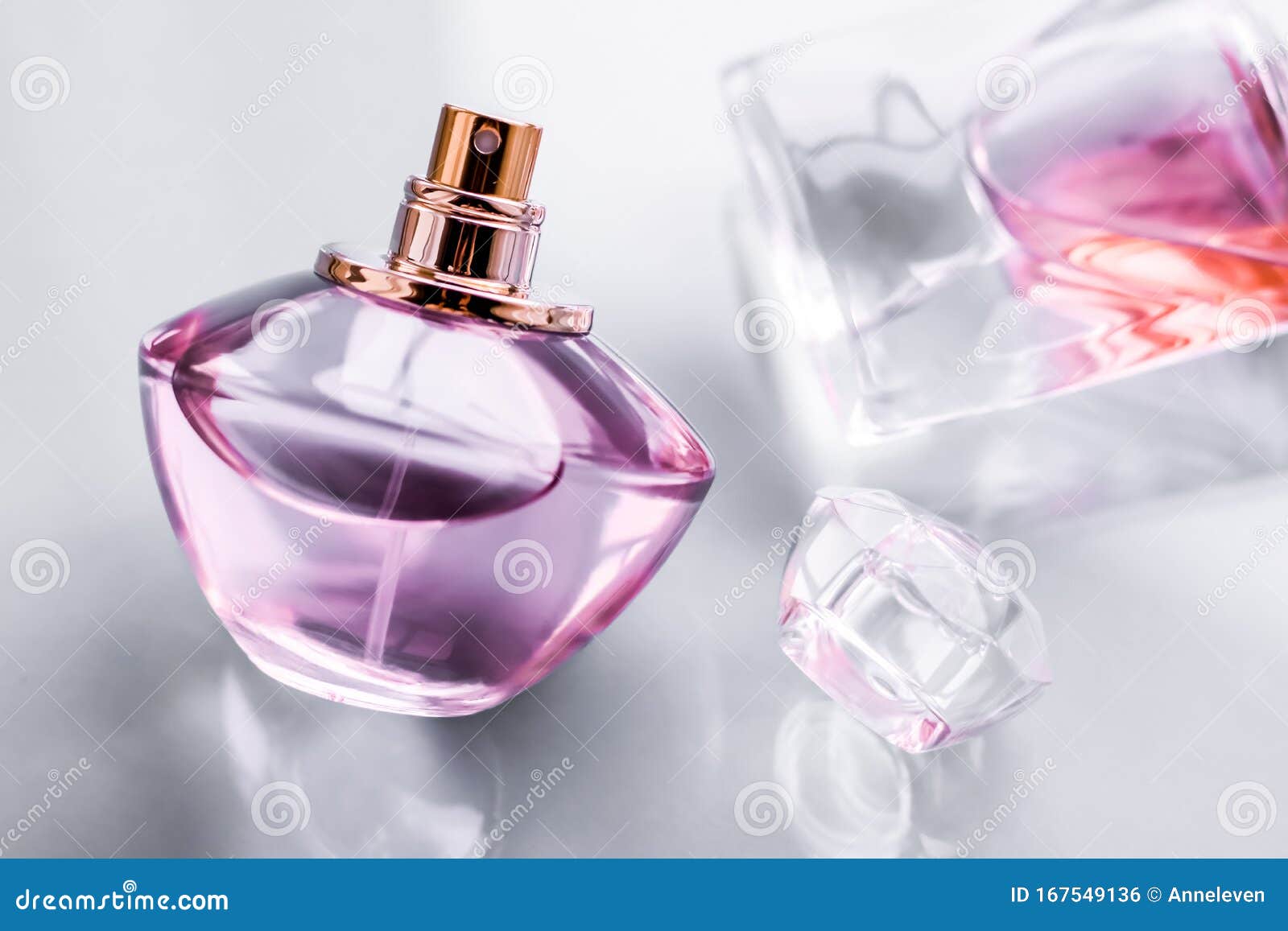 Perfumery, Spa And Branding Concept - Pink Perfume Bottle On Glossy  Background, Sweet Floral Scent, Glamour Fragrance And Eau De Parfum As  Holiday Gift And Luxury Beauty Cosmetics Brand Design Stock Photo