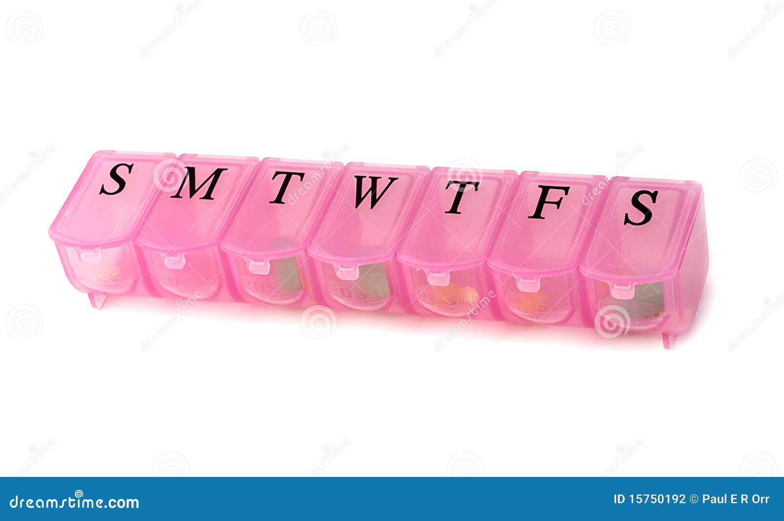 Pink pill box stock photo. Image of week, pill, dispenser 15750192