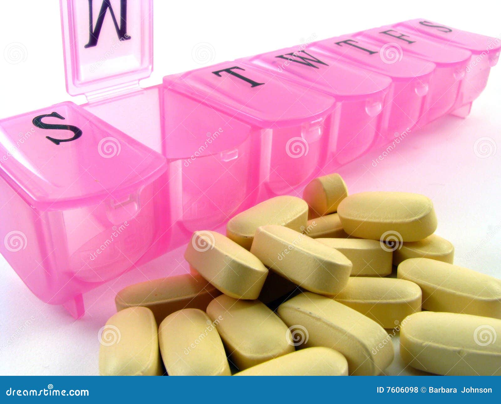 Pink Pill Box stock photo. Image of vitamin, tablets, medicine 7606098