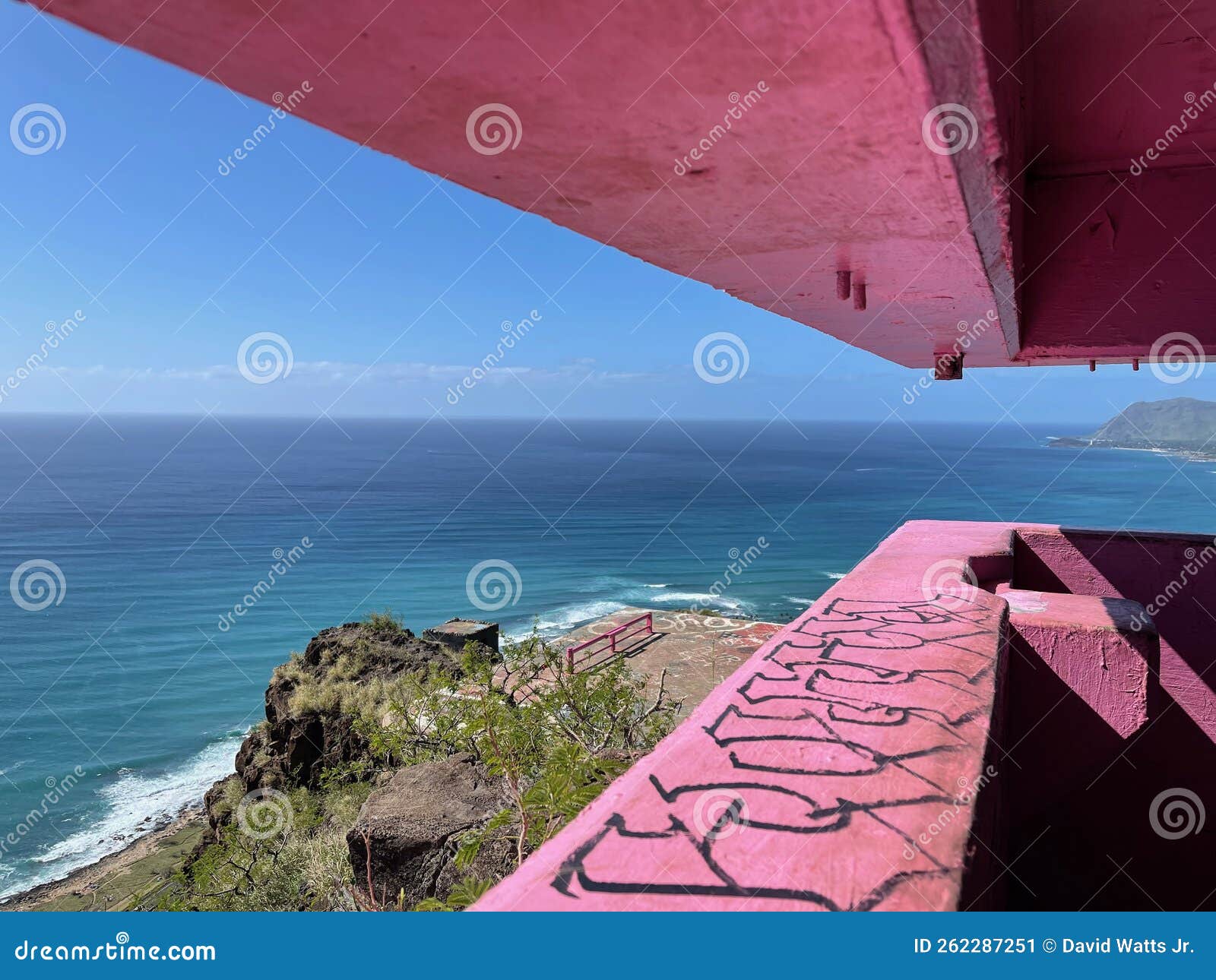 Pink Pillbox Oahu Hawaii Views Stock Image Image of oahu, island
