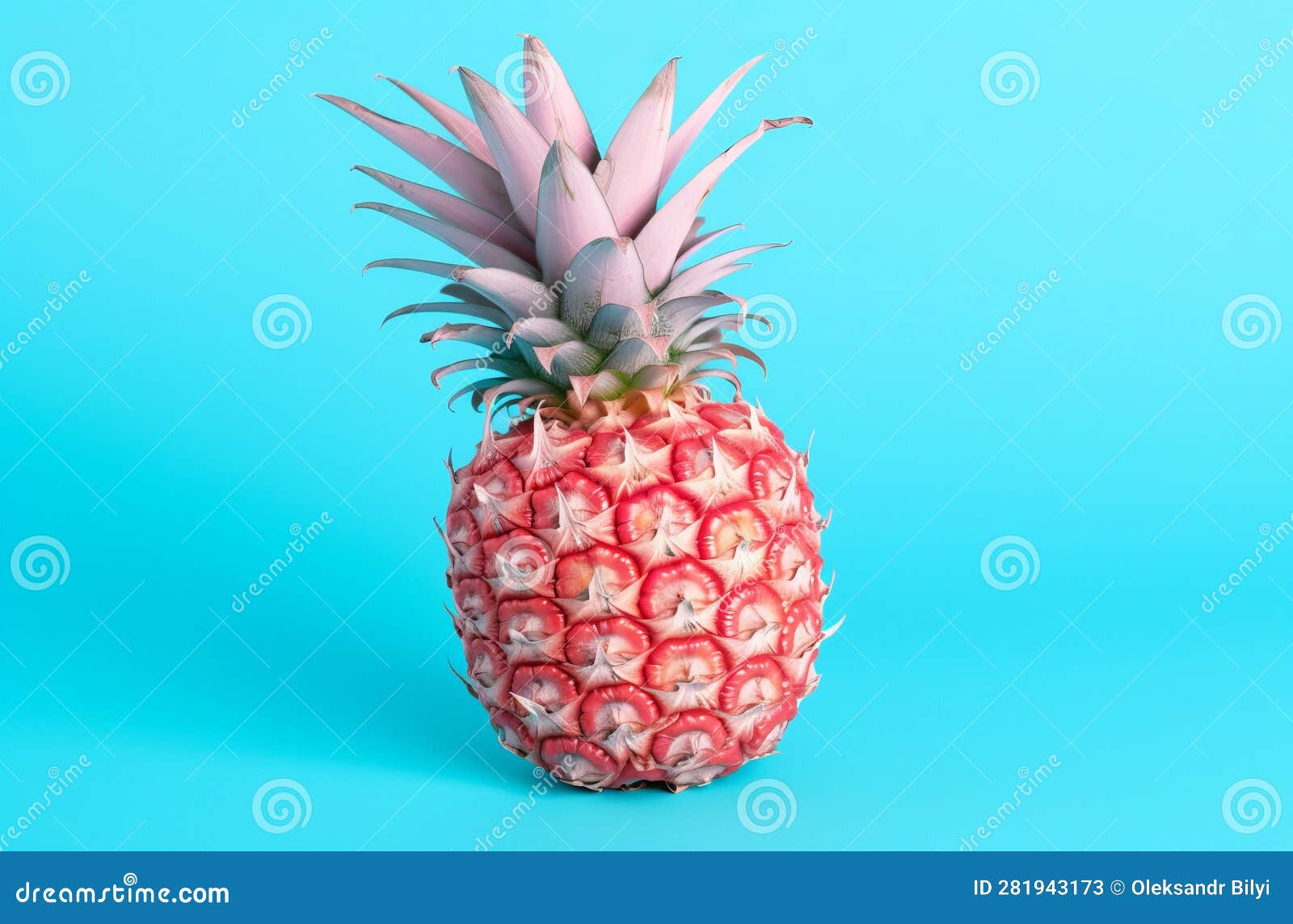 Pink Pineapple on Blue Background Top View Stock Illustration Illustration of diet, freshness