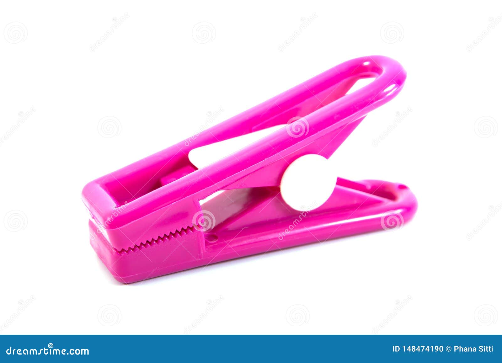 Pink Plastic Clothespins on a White Background. Plastic Clothespins Isolated Stock Photo Image
