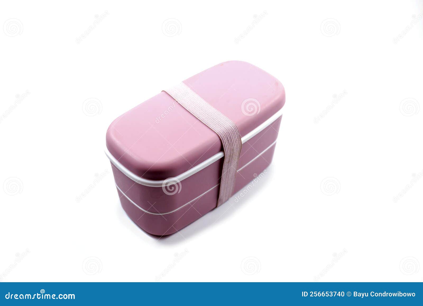 Pink Plastic Lunch Box Isolated on White Background Stock Photo Image