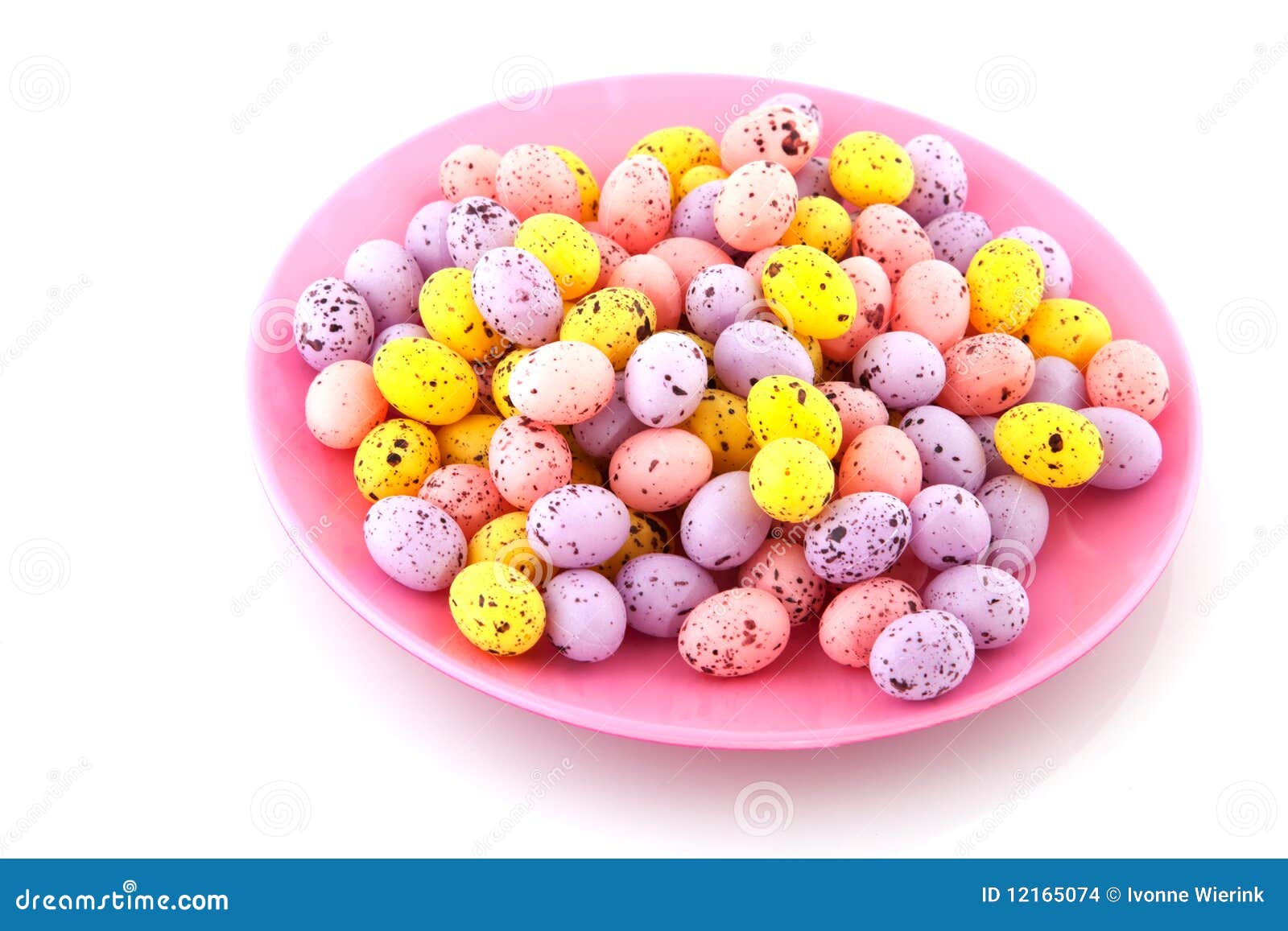 Pink Plate Filled with Easter Eggs Stock Photo - Image of colorful ...