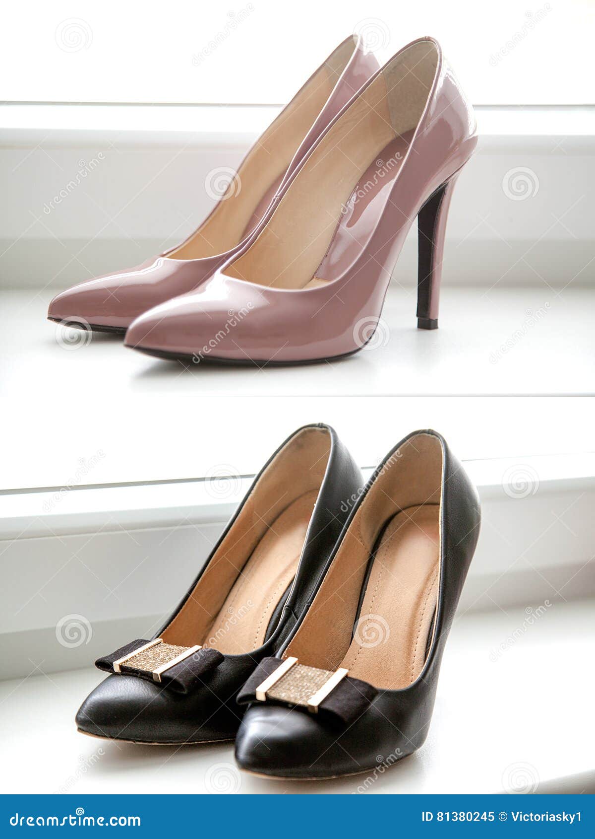 Pink Pointy Patent Female Heels at the Upper Part of the Frame, Stock ...