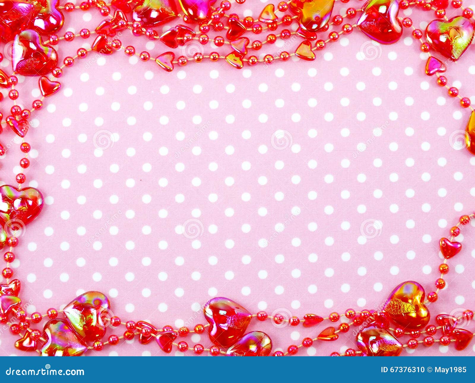 Pink Polka Dot Background and Heart Decoration Stock Photo Image of banner, paper 67376310