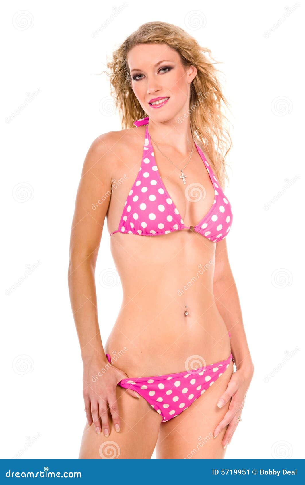 Pink pokadot bikini Jacobs ladder crucified bondage
