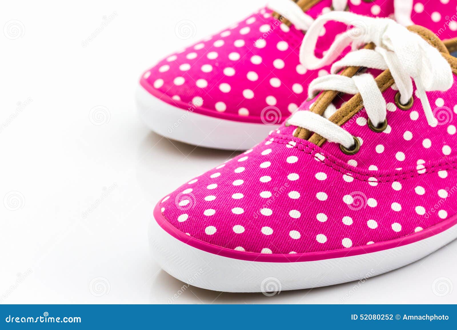Pink Polka Dot Canvas Shoe. Stock Photo Image of sole, sport 52080252