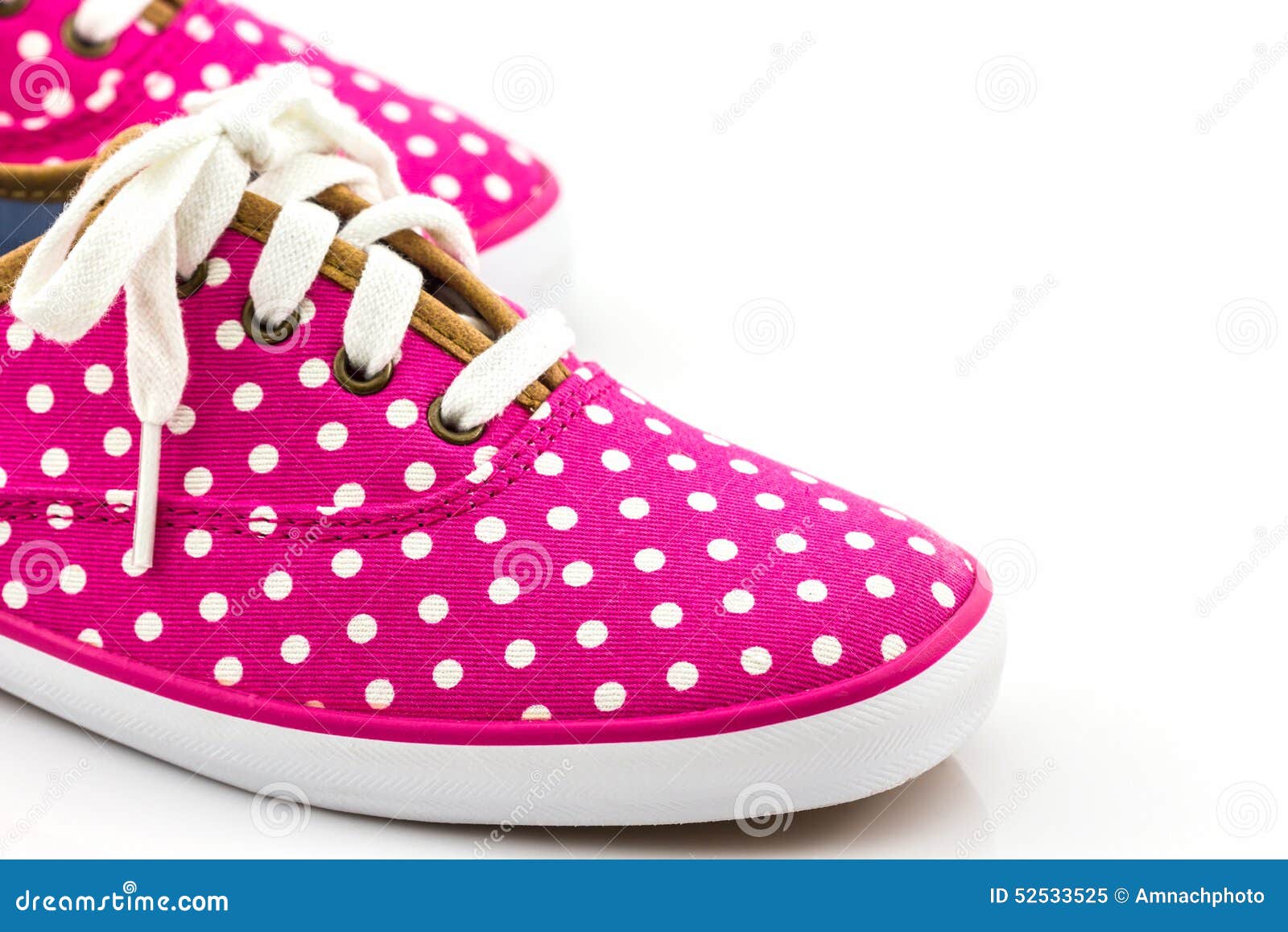 Pink Polka Dot Canvas Shoe. Stock Image - Image of string, footwear ...
