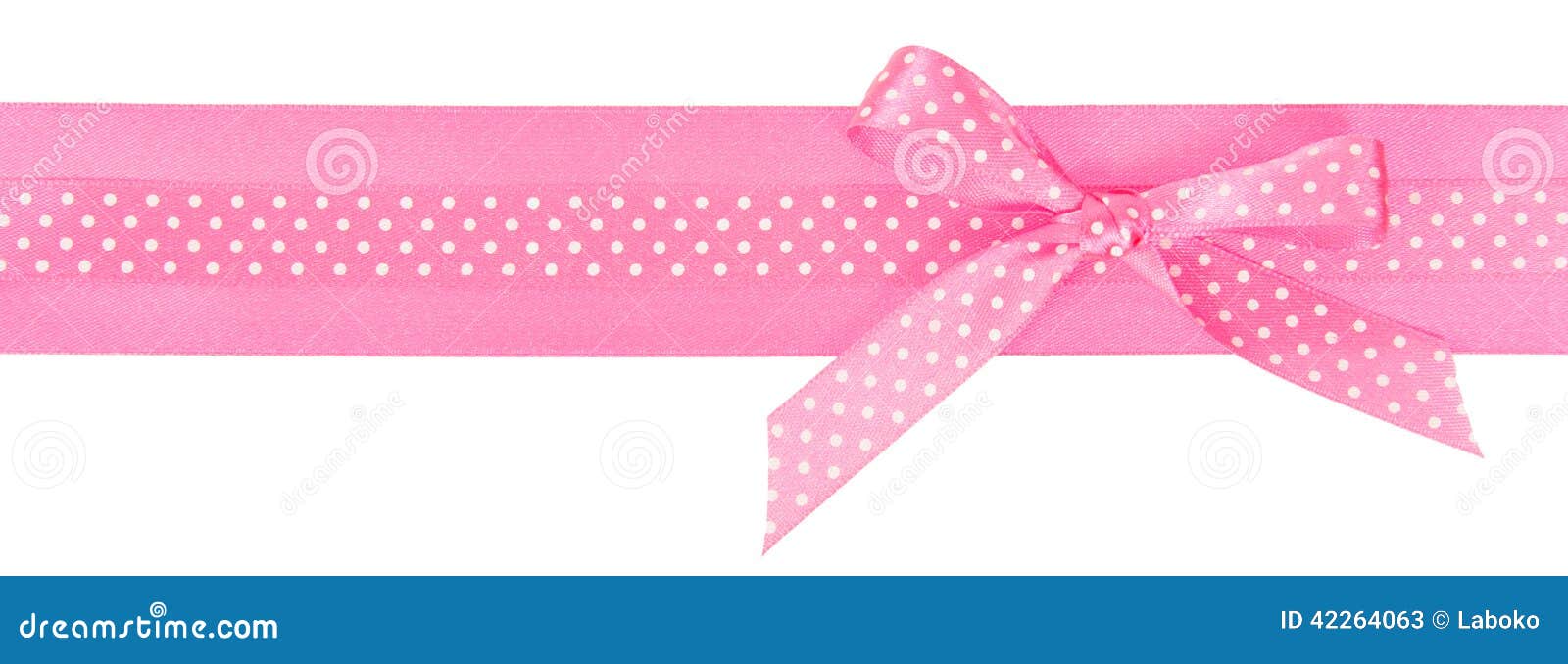 Pink Polka Dot Ribbon With A Bow Stock Image Image of texture, silk
