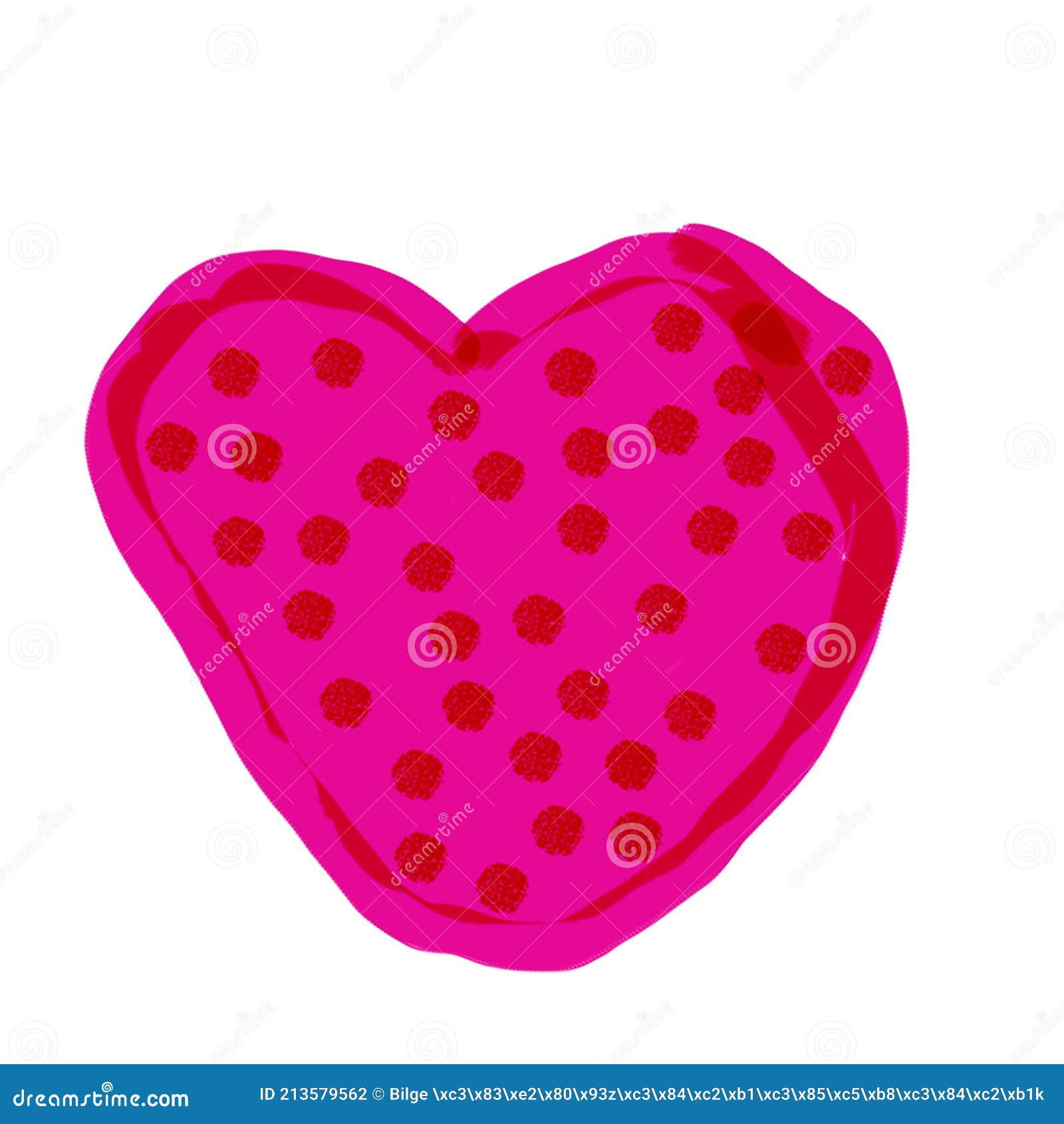 pink with polka dots on white background