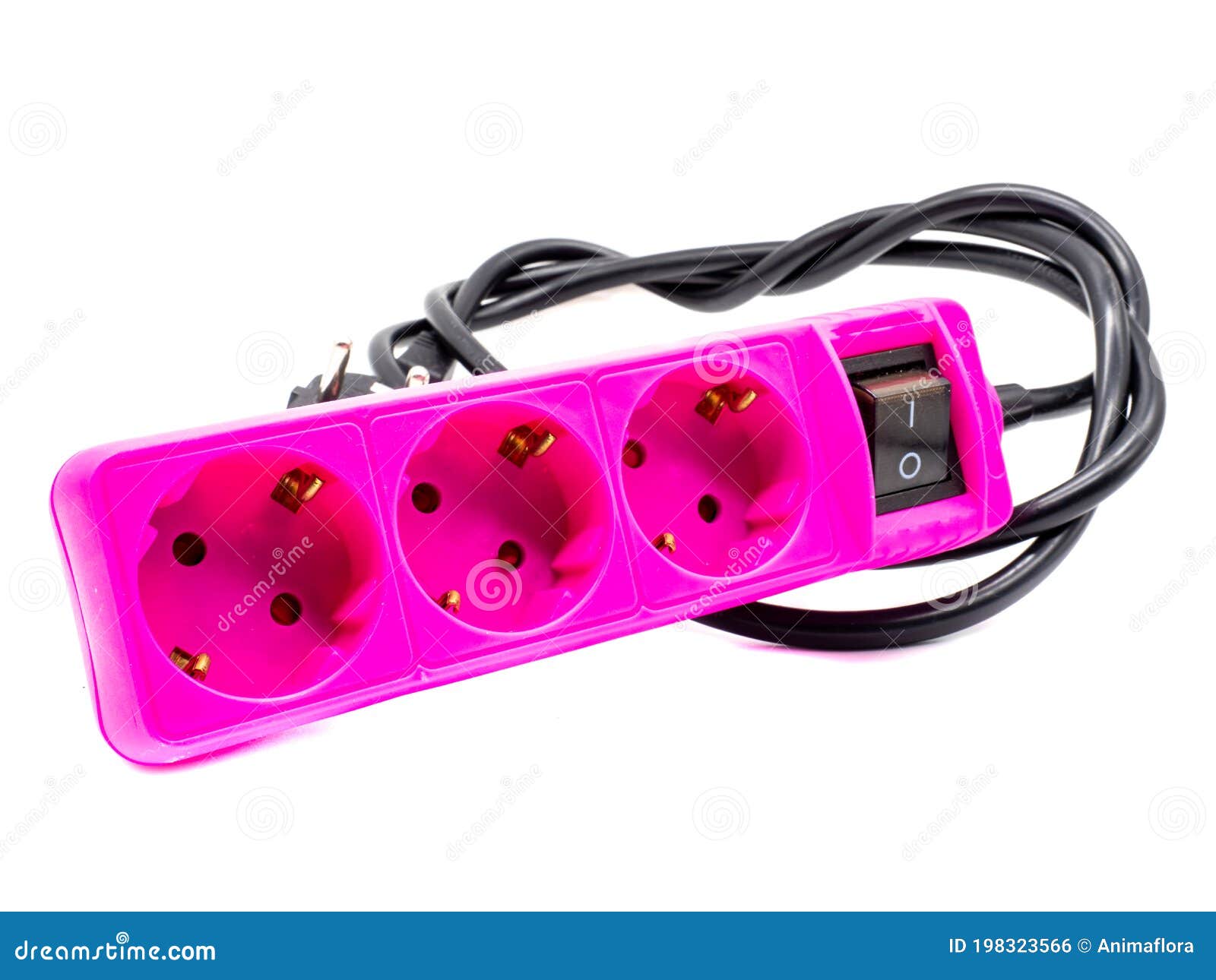 Pink Power Strip Isolated on White Background Stock Photo Image of