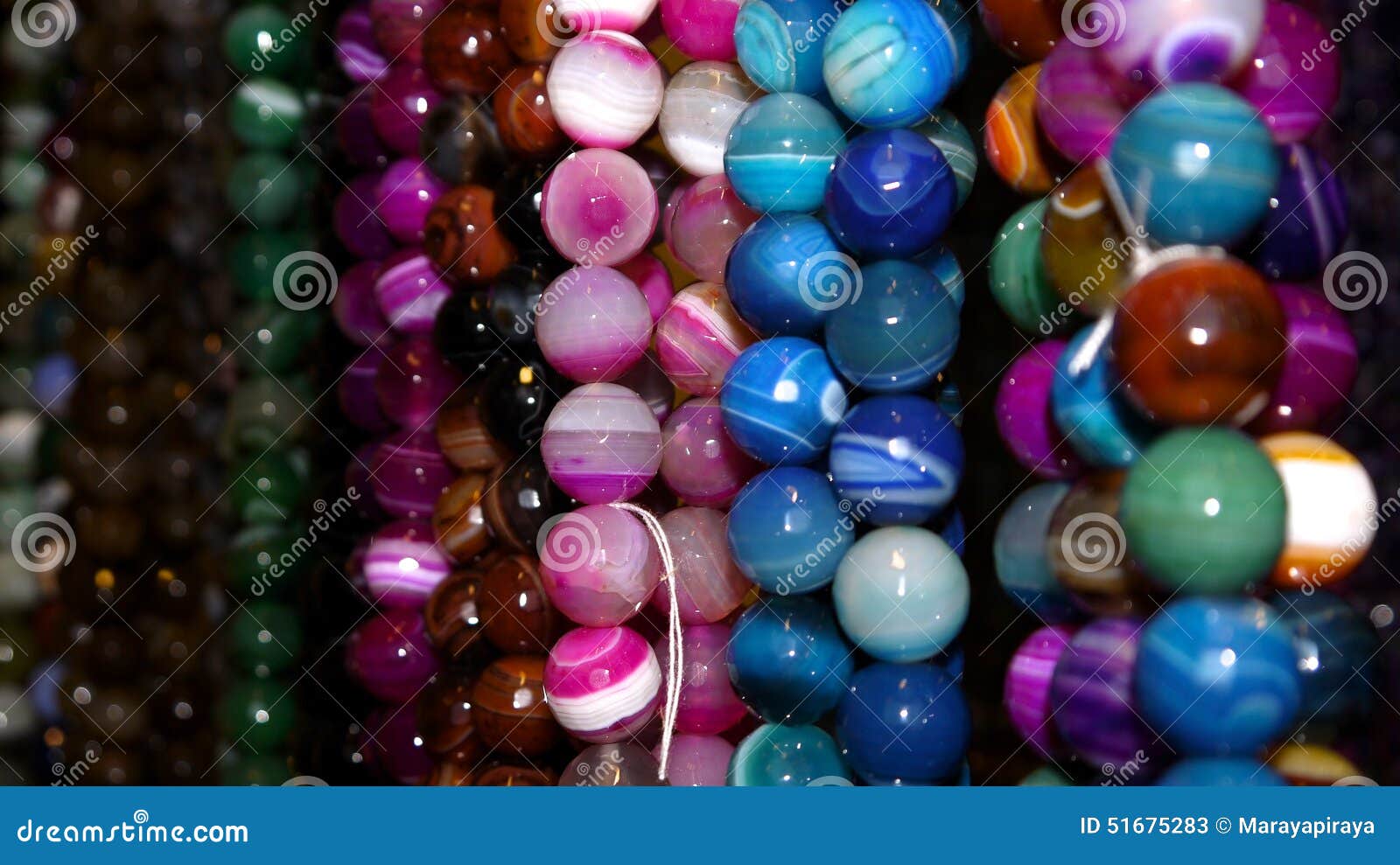 Pink, Purple and Blue Glass Beads. Stock Image Image of necklace