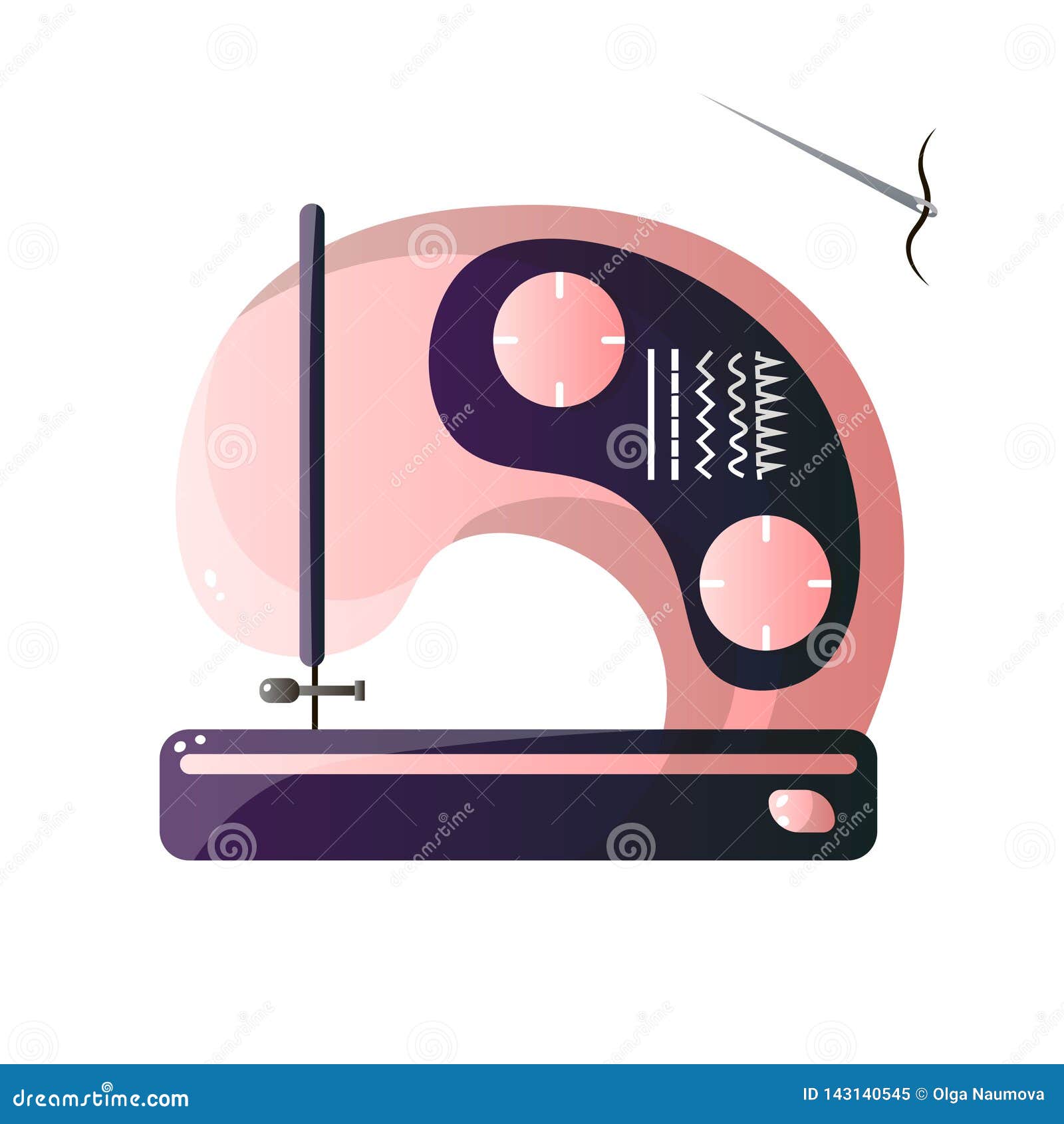 Pink Purple Model Sewing Machine with Different Options and Threaded